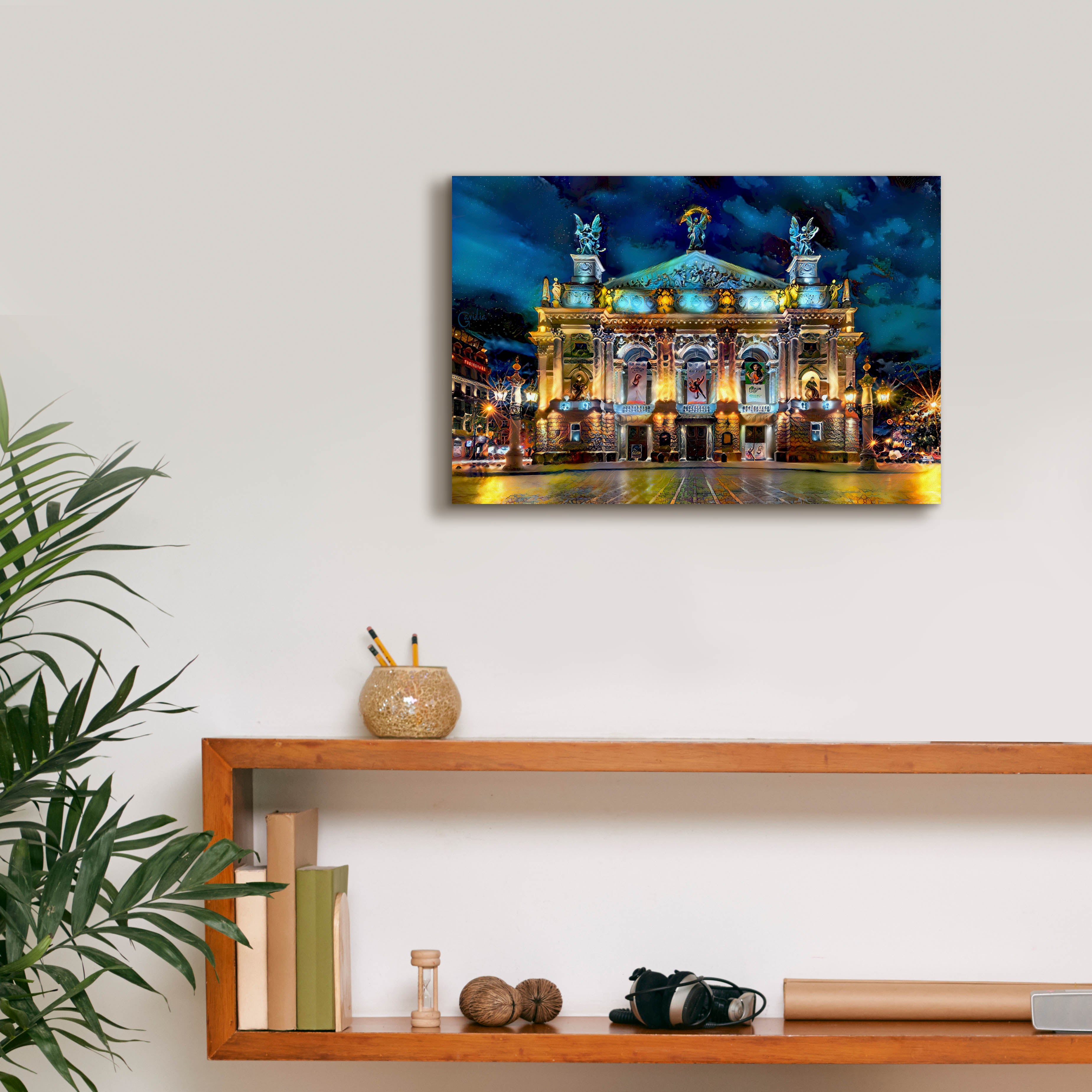 'Leopolis Ukraine Opera' by Pedro Gavidia, Canvas Wall Art,18 x 12
