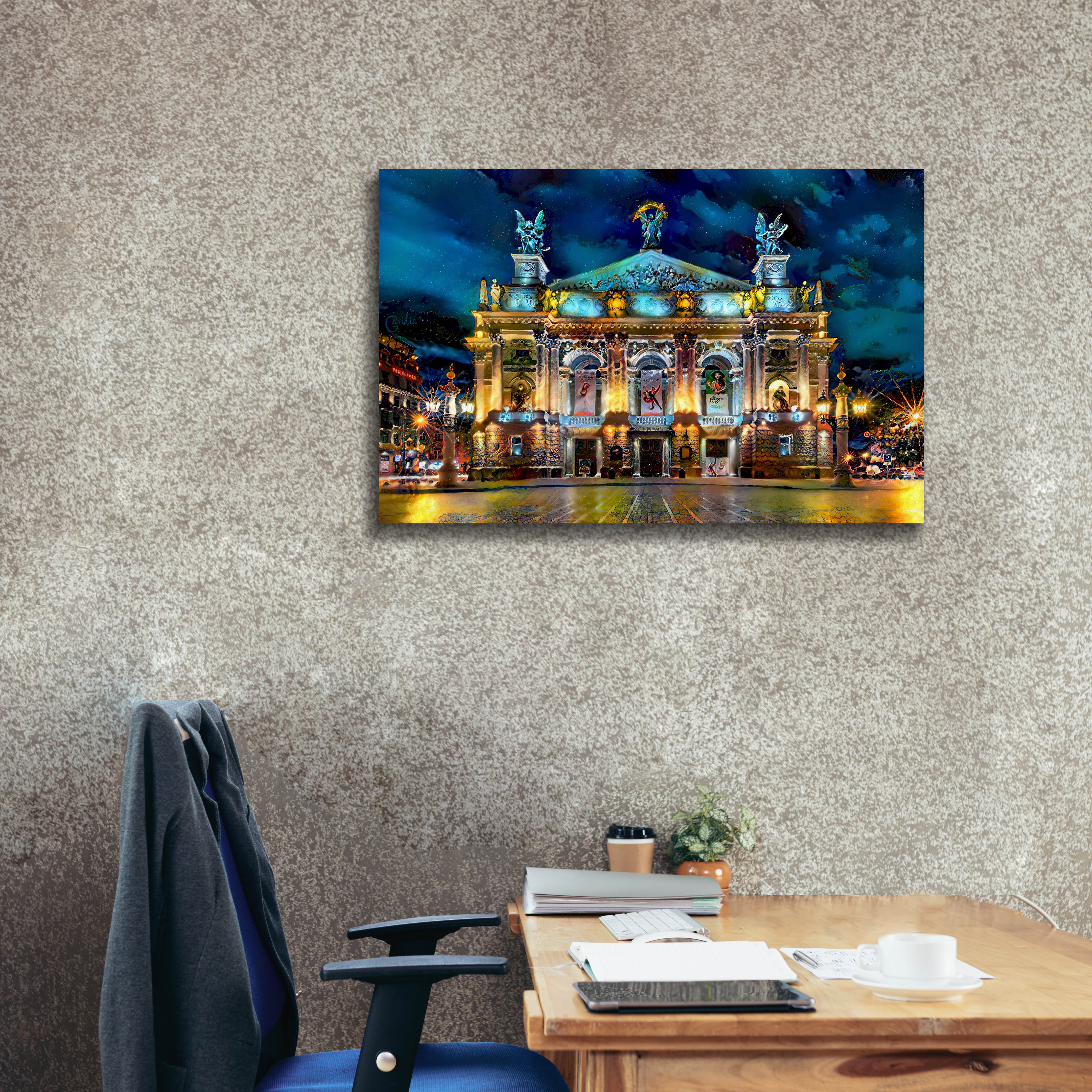 'Leopolis Ukraine Opera' by Pedro Gavidia, Canvas Wall Art,40 x 26