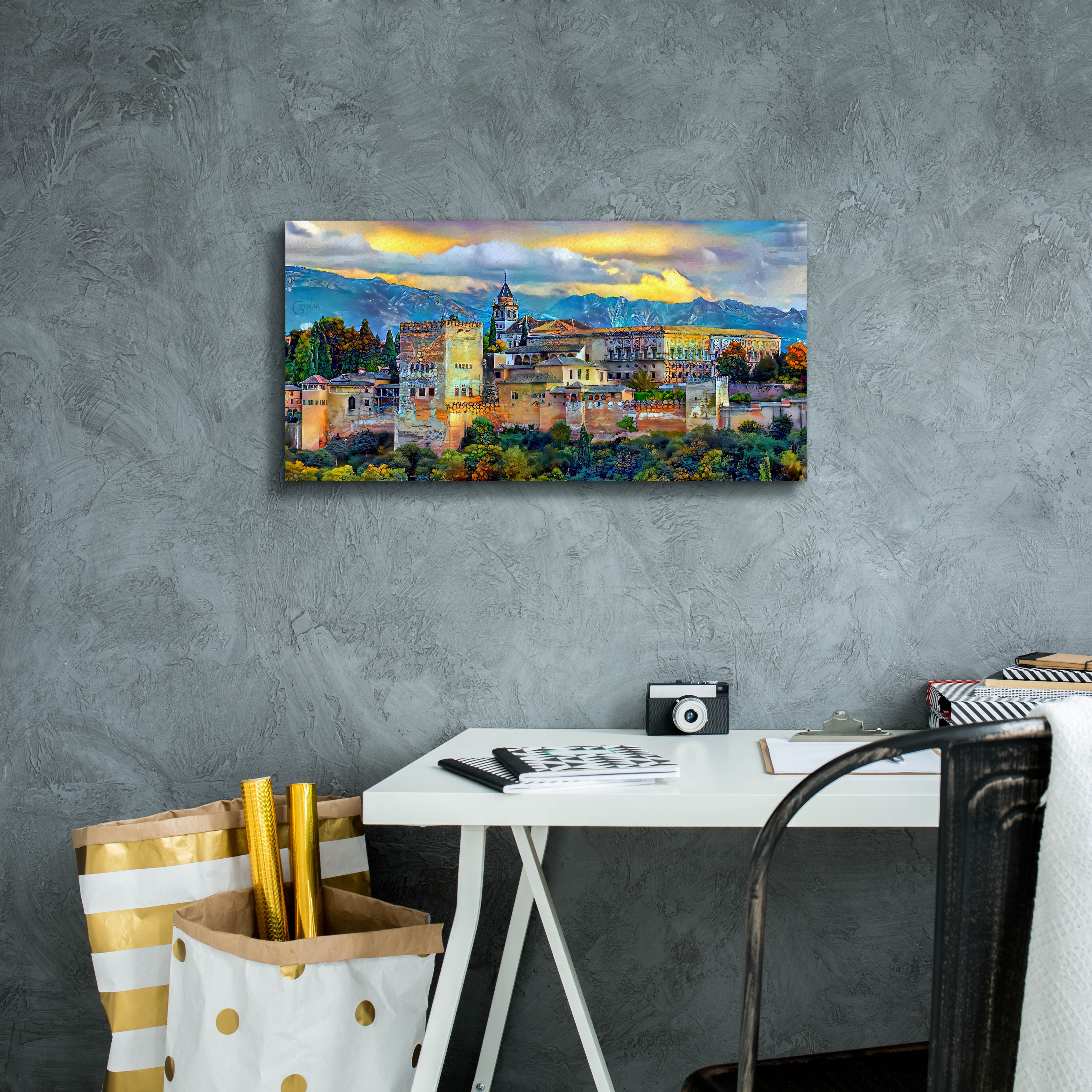 'Granada Spain La Alhambra' by Pedro Gavidia, Canvas Wall Art,24 x 12