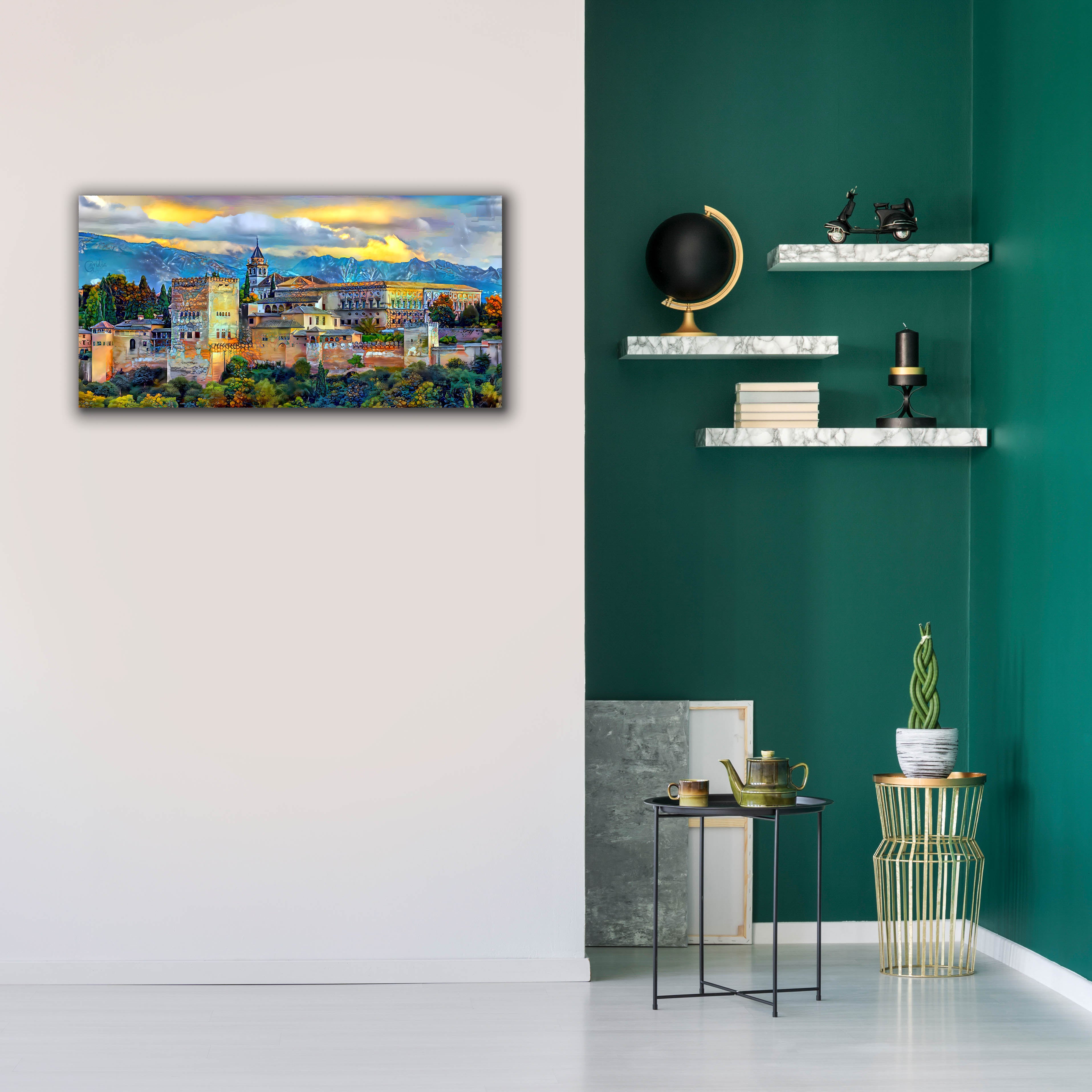 'Granada Spain La Alhambra' by Pedro Gavidia, Canvas Wall Art,40 x 20