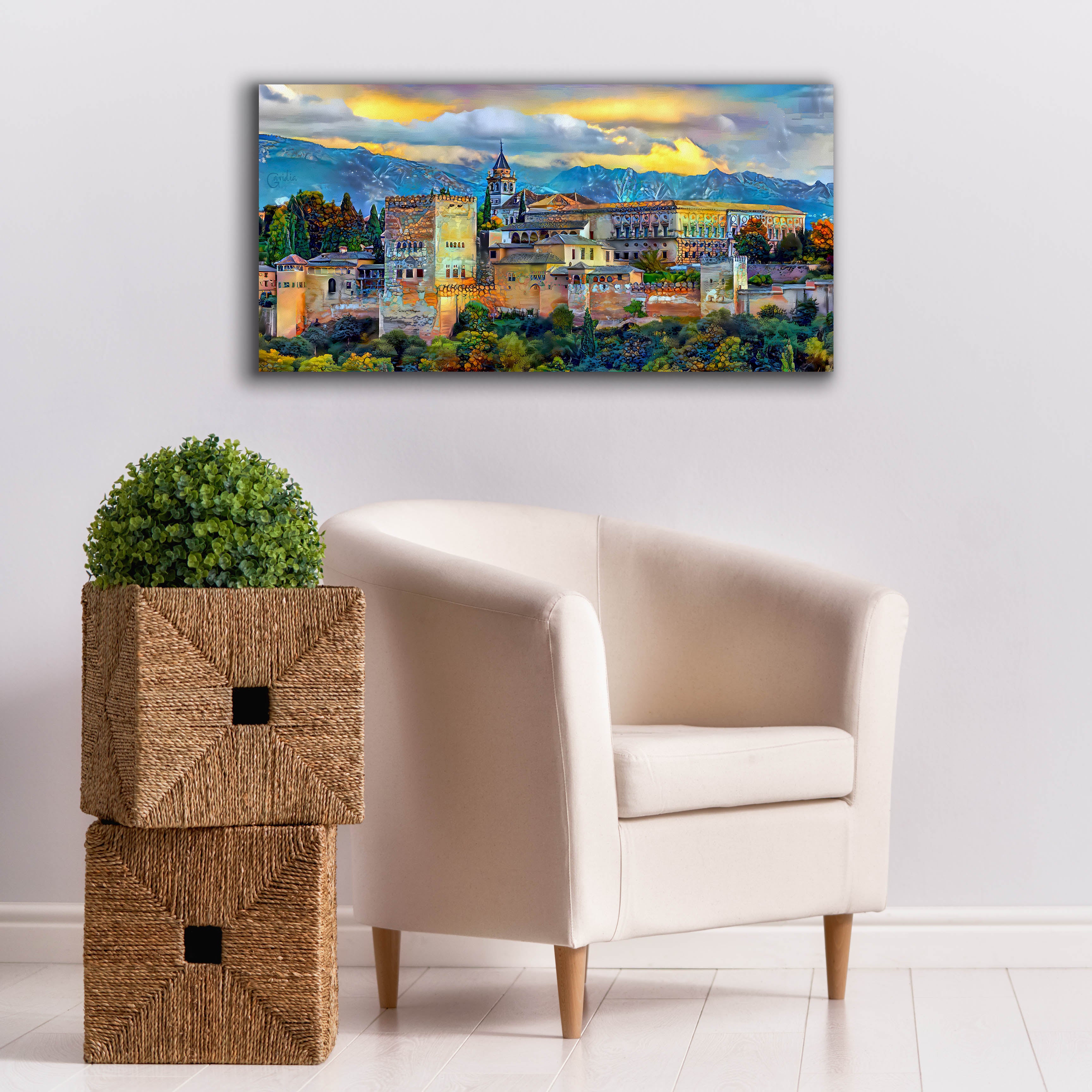 'Granada Spain La Alhambra' by Pedro Gavidia, Canvas Wall Art,40 x 20