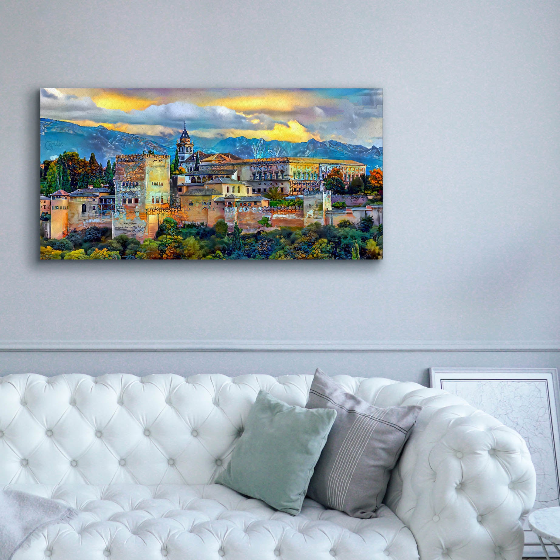 'Granada Spain La Alhambra' by Pedro Gavidia, Canvas Wall Art,60 x 30