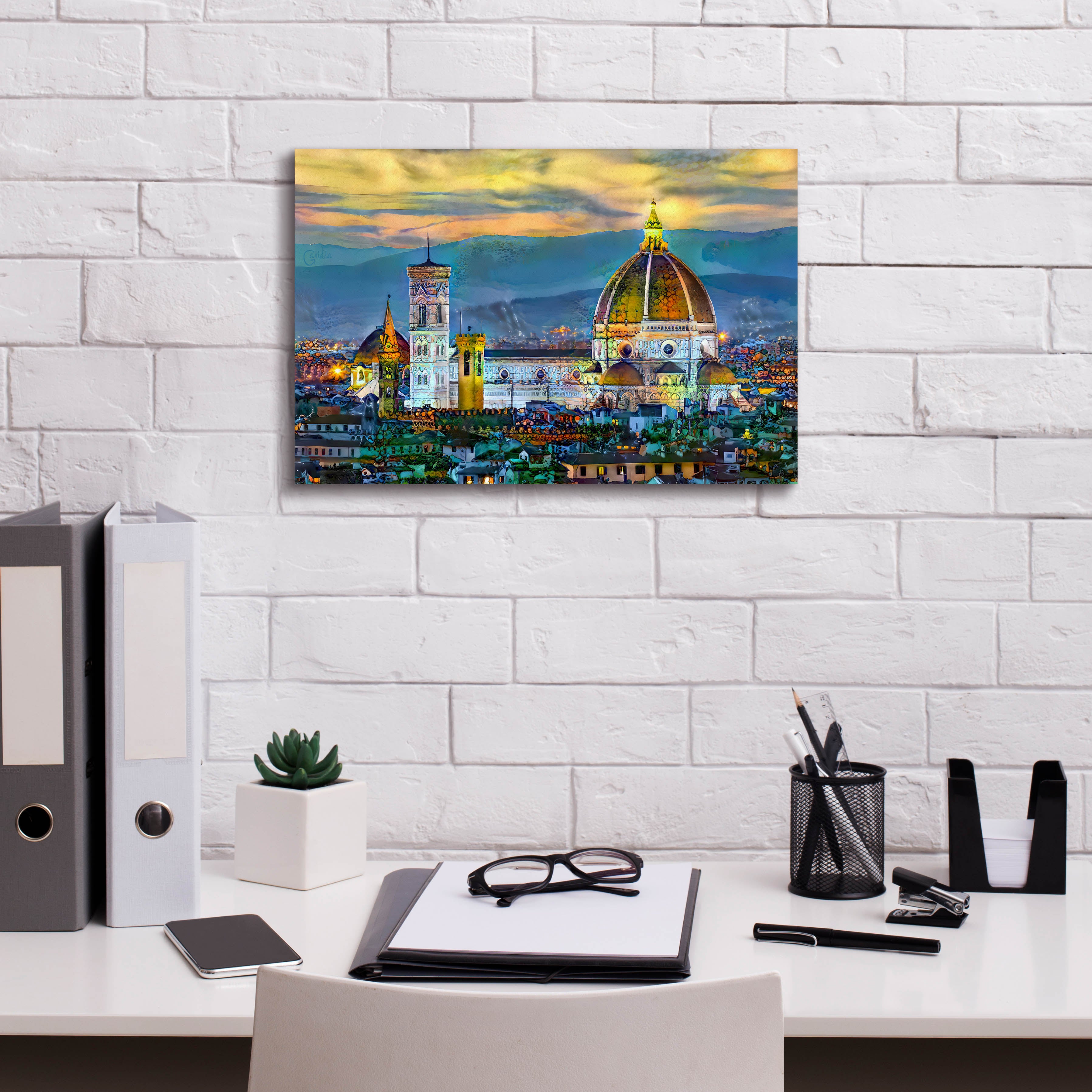 'Florence Italy Duomo Sunset' by Pedro Gavidia, Canvas Wall Art,18 x 12