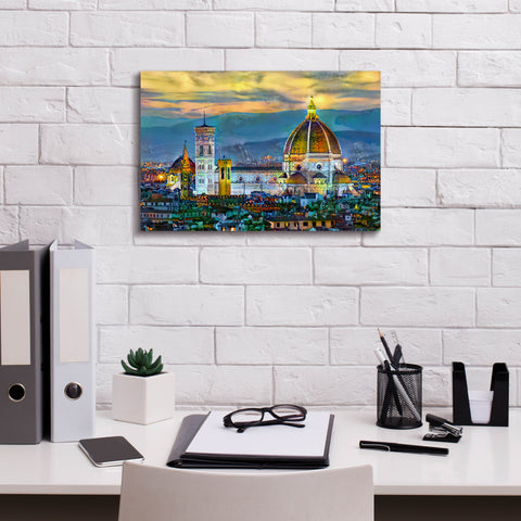 Image of 'Florence Italy Duomo Sunset' by Pedro Gavidia, Canvas Wall Art,18 x 12