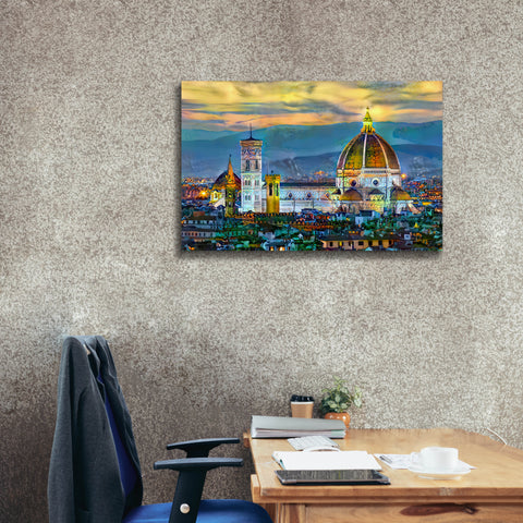 Image of 'Florence Italy Duomo Sunset' by Pedro Gavidia, Canvas Wall Art,40 x 26
