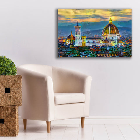 Image of 'Florence Italy Duomo Sunset' by Pedro Gavidia, Canvas Wall Art,40 x 26