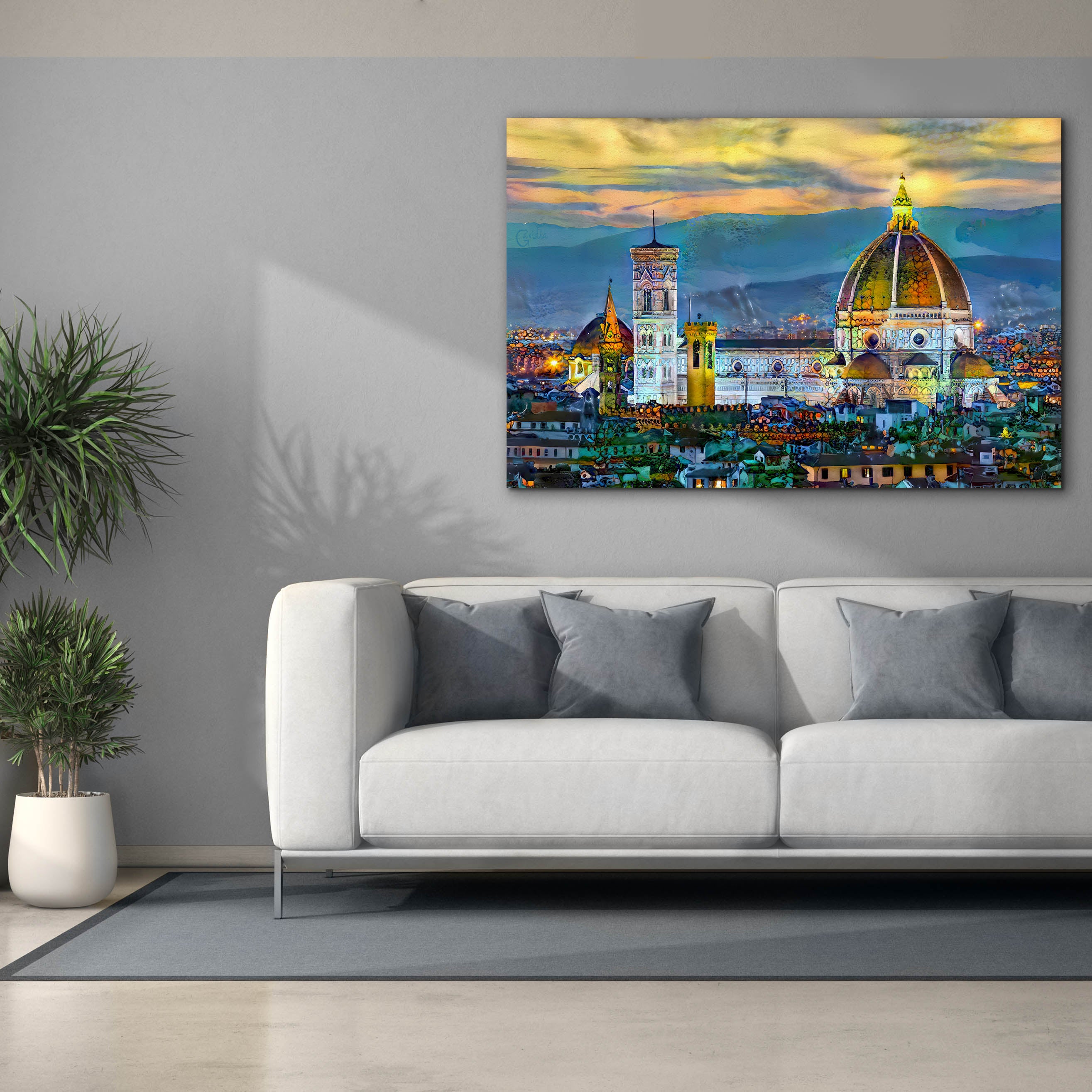'Florence Italy Duomo Sunset' by Pedro Gavidia, Canvas Wall Art,60 x 40
