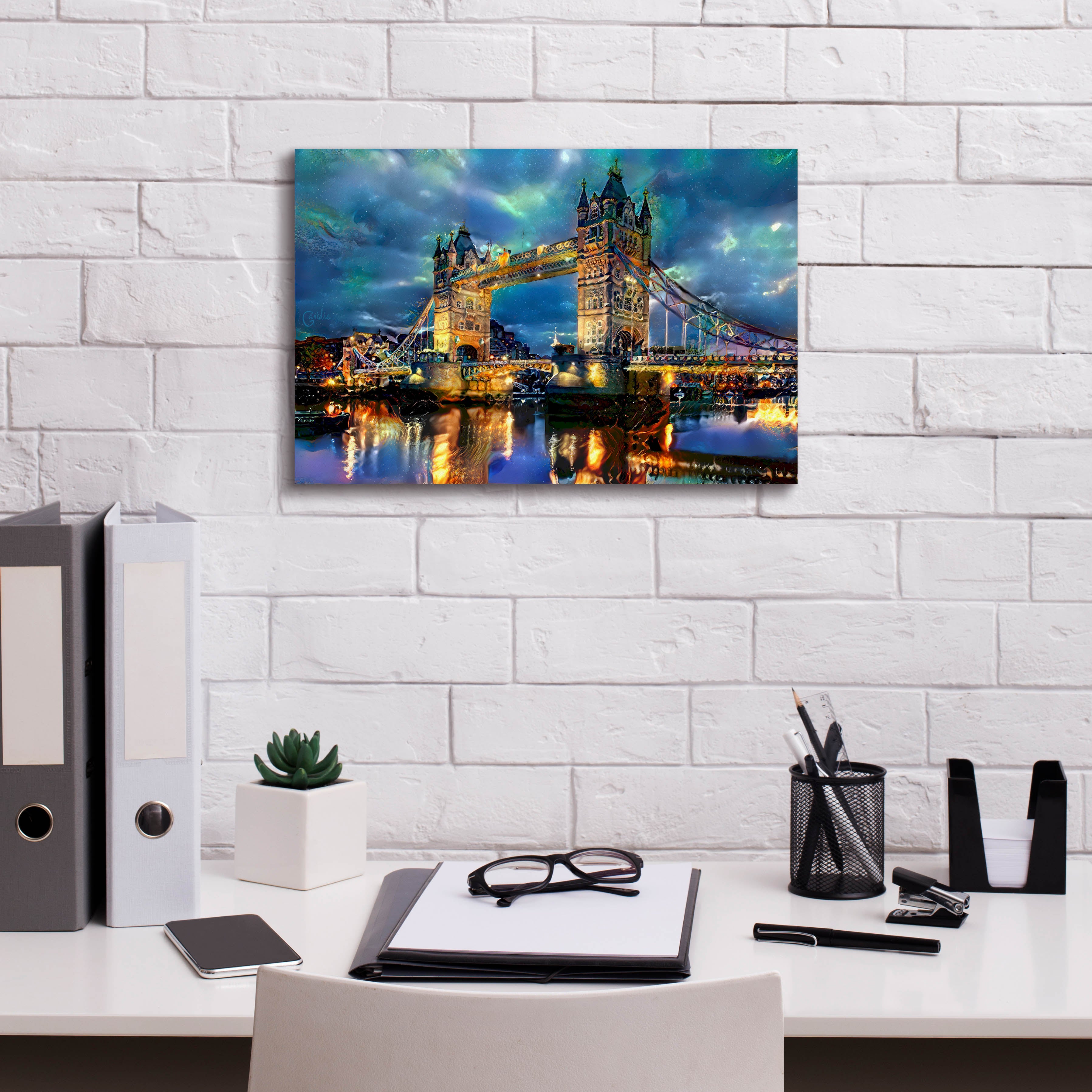 'England London Bridge' by Pedro Gavidia, Canvas Wall Art,18 x 12
