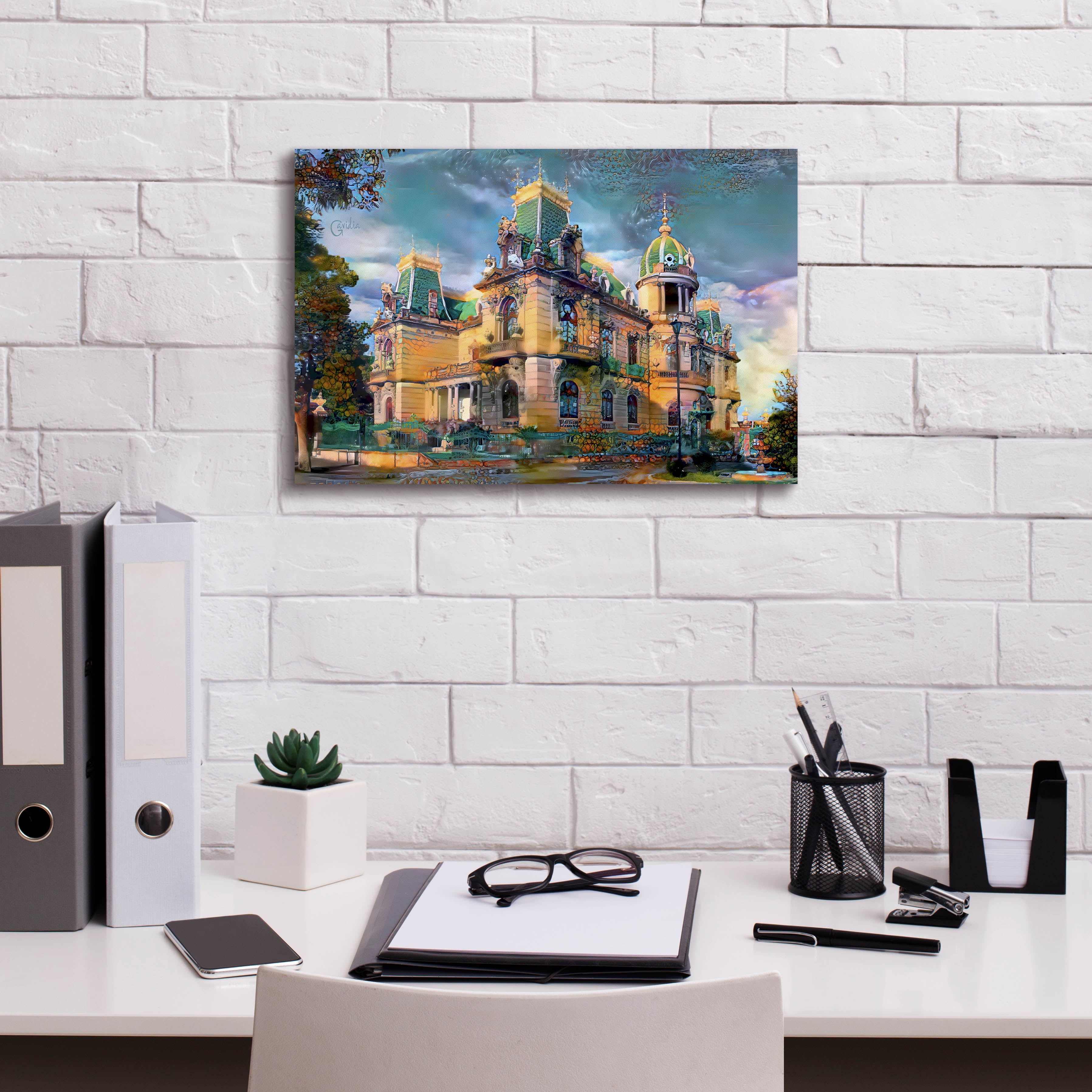 'Chihuahua Mexico Quinta Gameros' by Pedro Gavidia, Canvas Wall Art,18 x 12