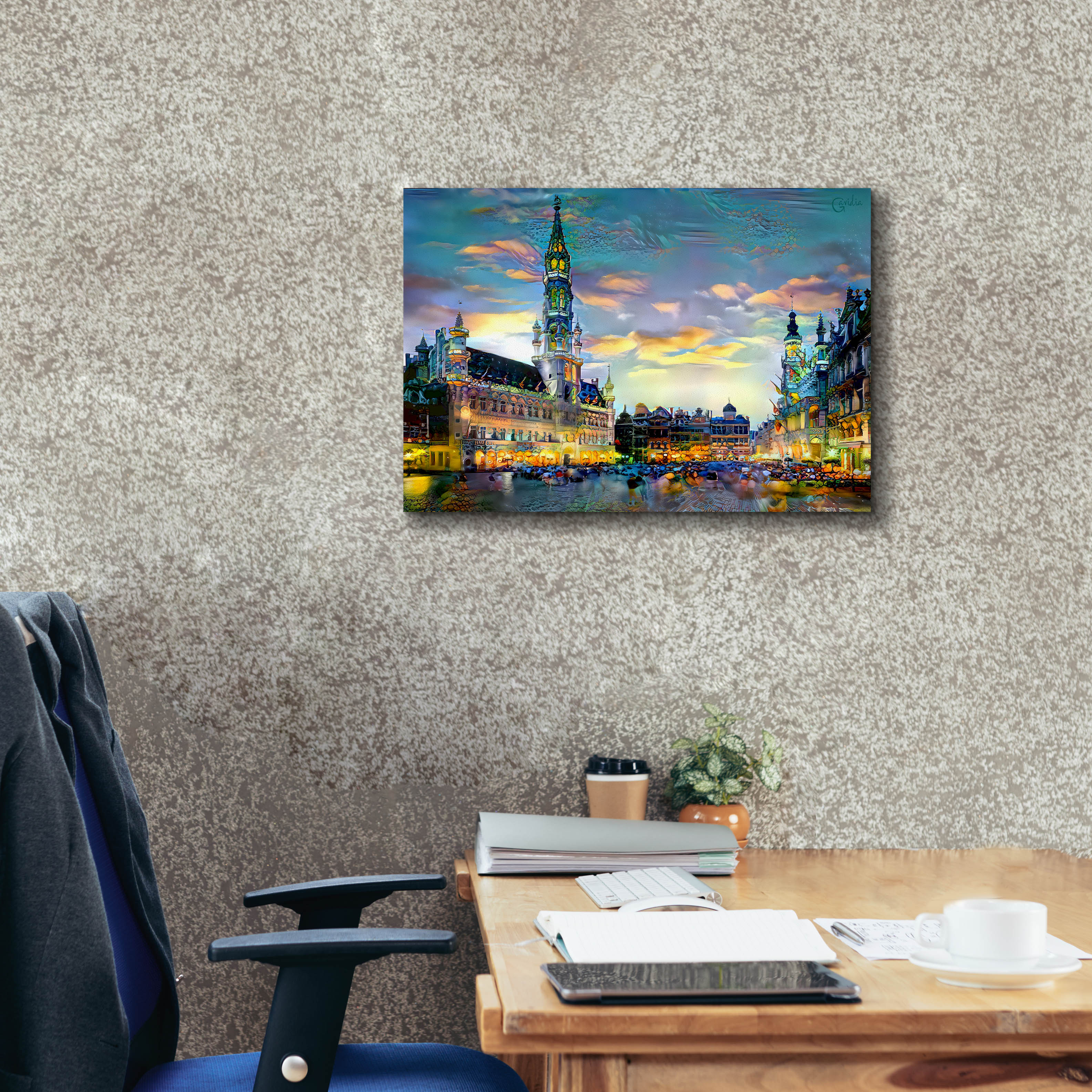 'Brussels Belgium Night' by Pedro Gavidia, Canvas Wall Art,26 x 18