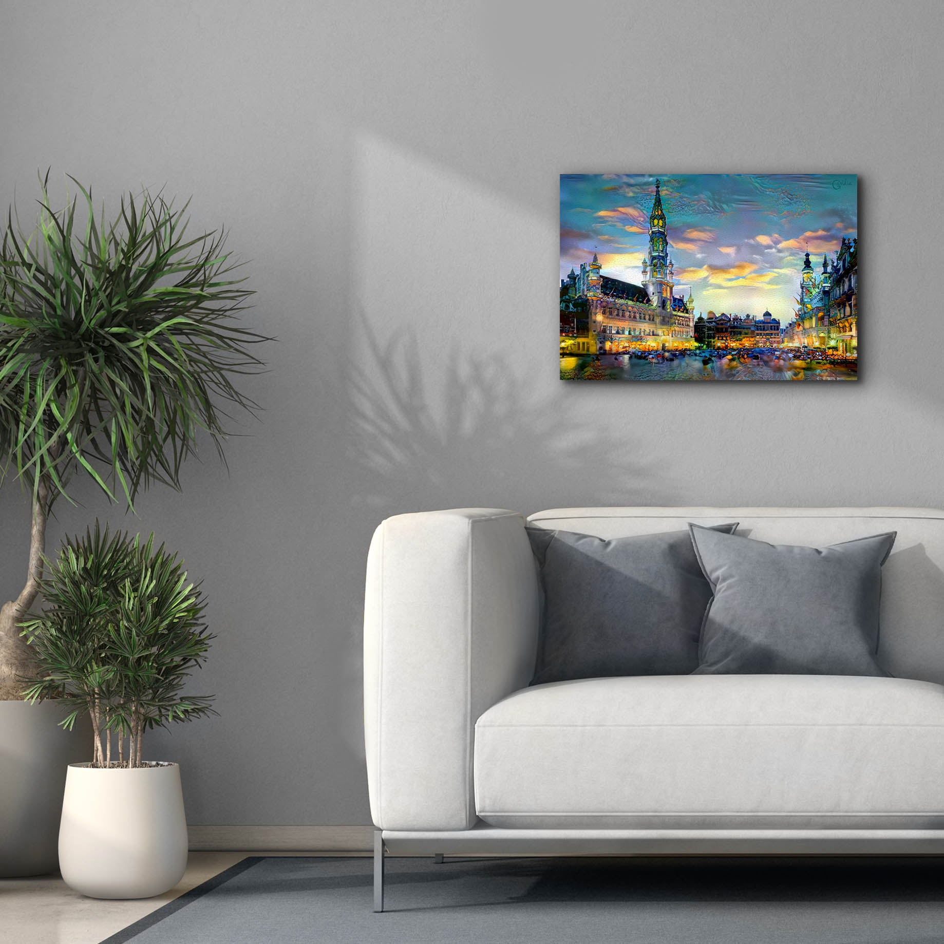 'Brussels Belgium Night' by Pedro Gavidia, Canvas Wall Art,26 x 18