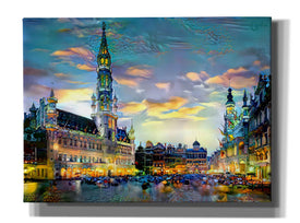 'Brussels Belgium Night' by Pedro Gavidia, Canvas Wall Art