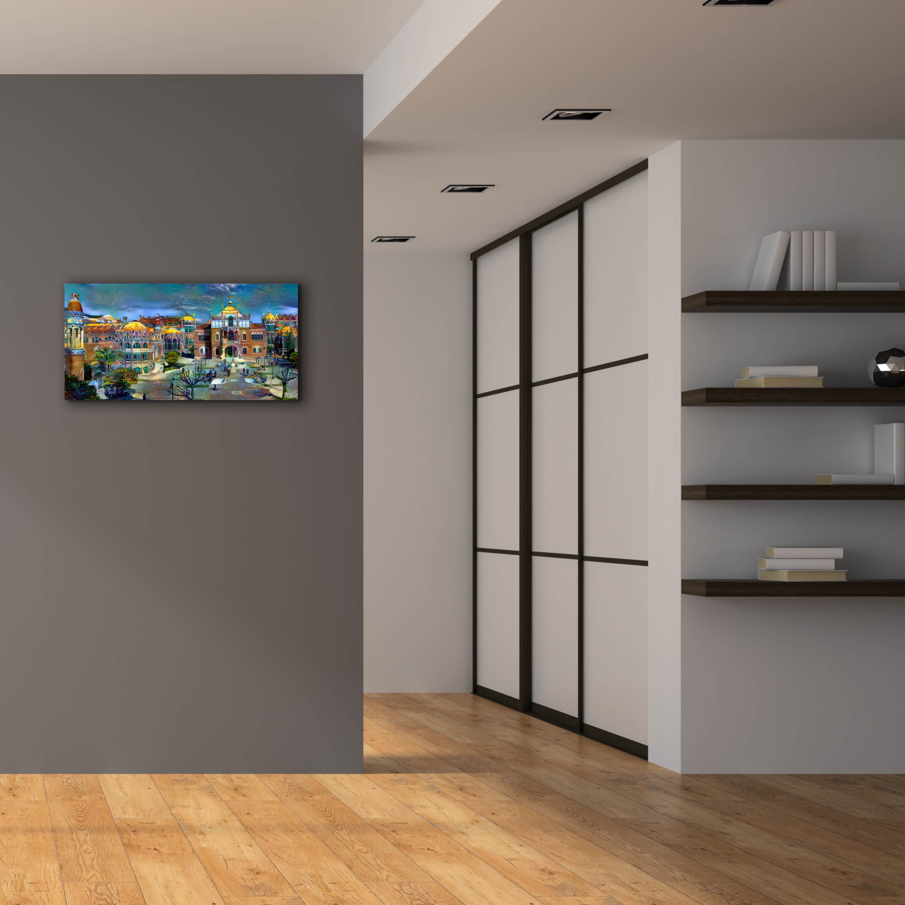 'Barcelona Spain Sant Pau Hospital and Palau de la Musica' by Pedro Gavidia, Canvas Wall Art,40 x 20