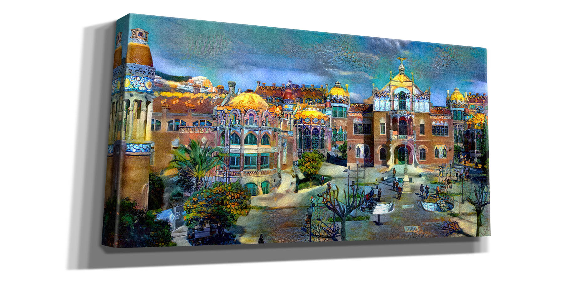 'Barcelona Spain Sant Pau Hospital and Palau de la Musica' by Pedro Gavidia, Canvas Wall Art