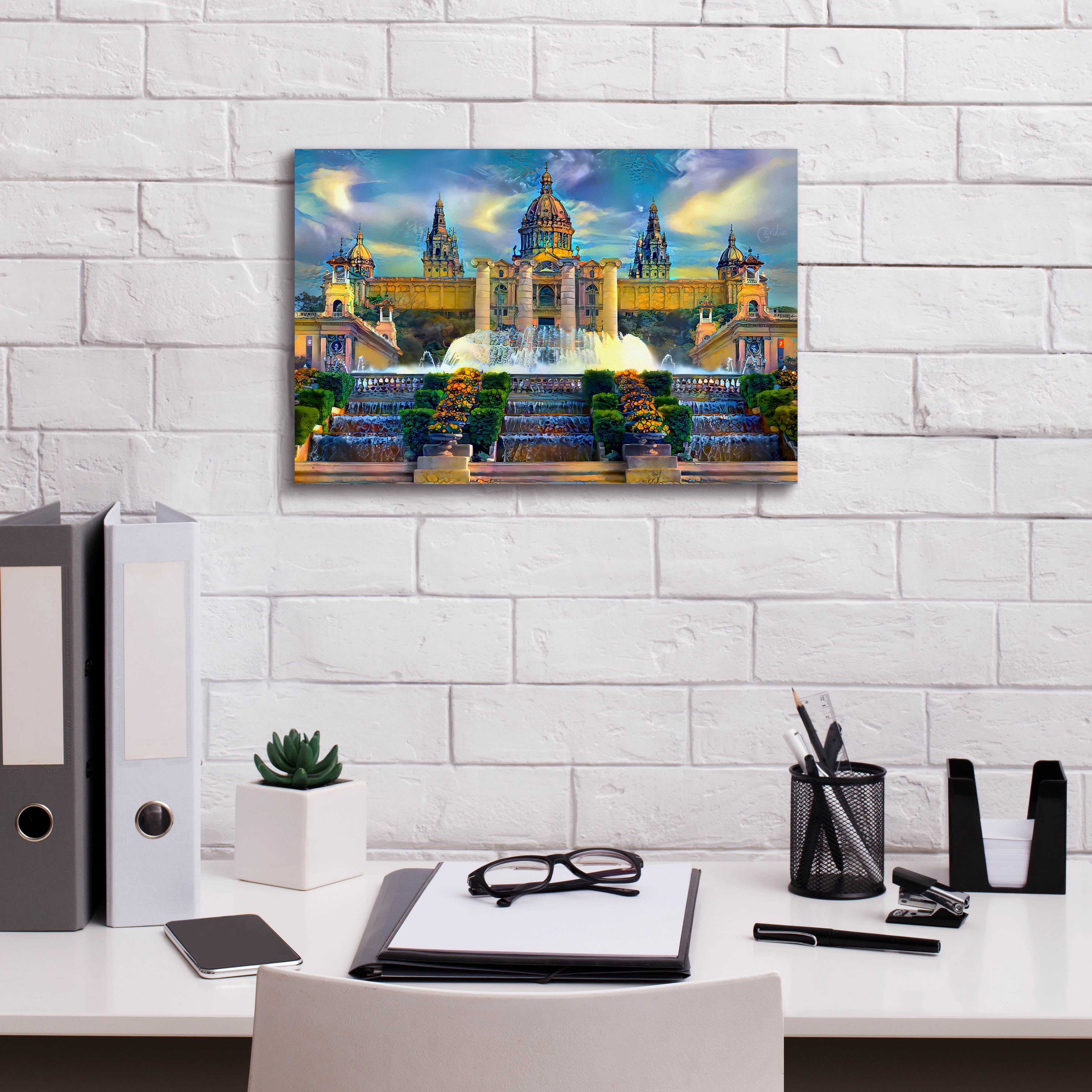 'Barcelona Spain Montjuic' by Pedro Gavidia, Canvas Wall Art,18 x 12