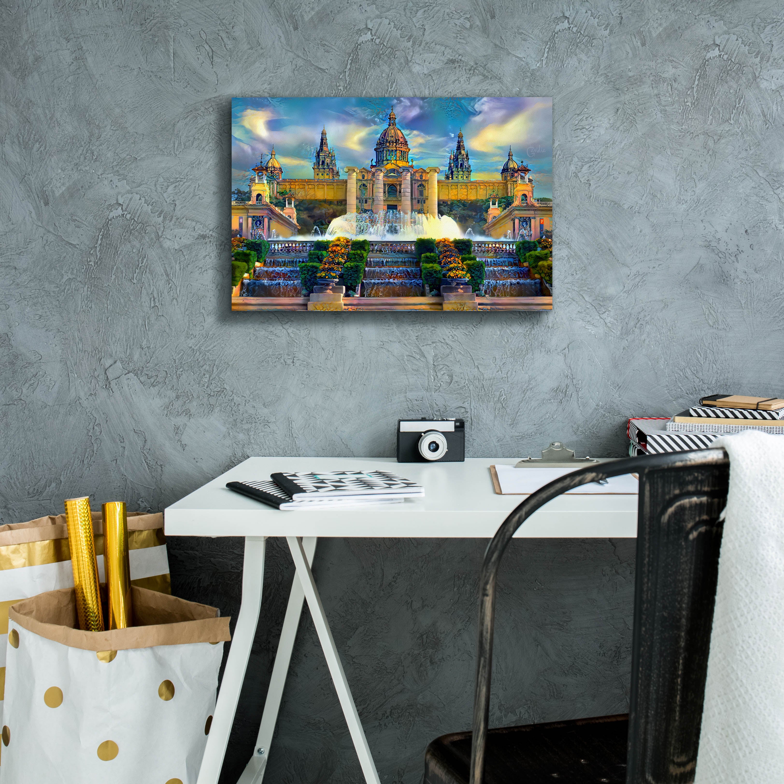 'Barcelona Spain Montjuic' by Pedro Gavidia, Canvas Wall Art,18 x 12