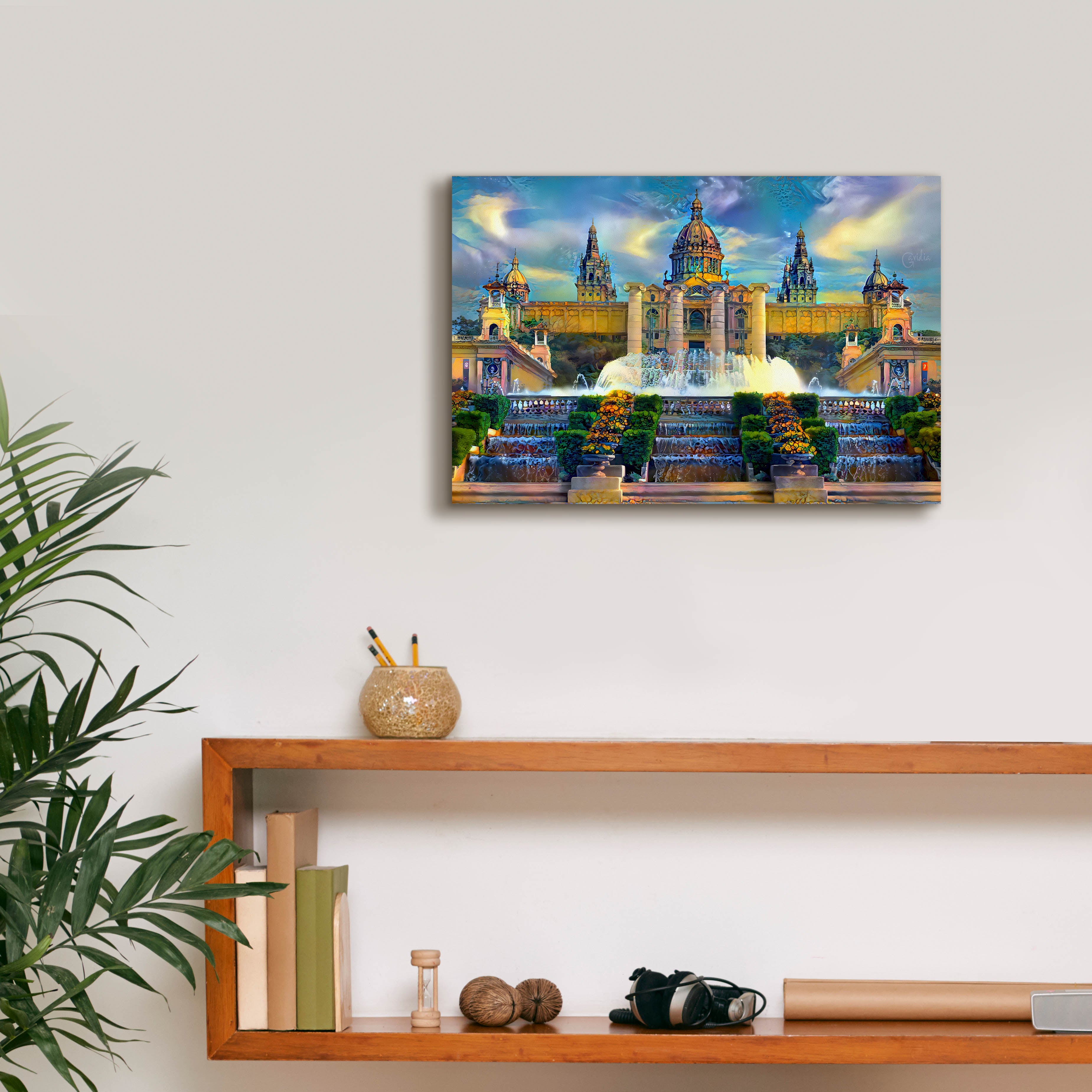 'Barcelona Spain Montjuic' by Pedro Gavidia, Canvas Wall Art,18 x 12