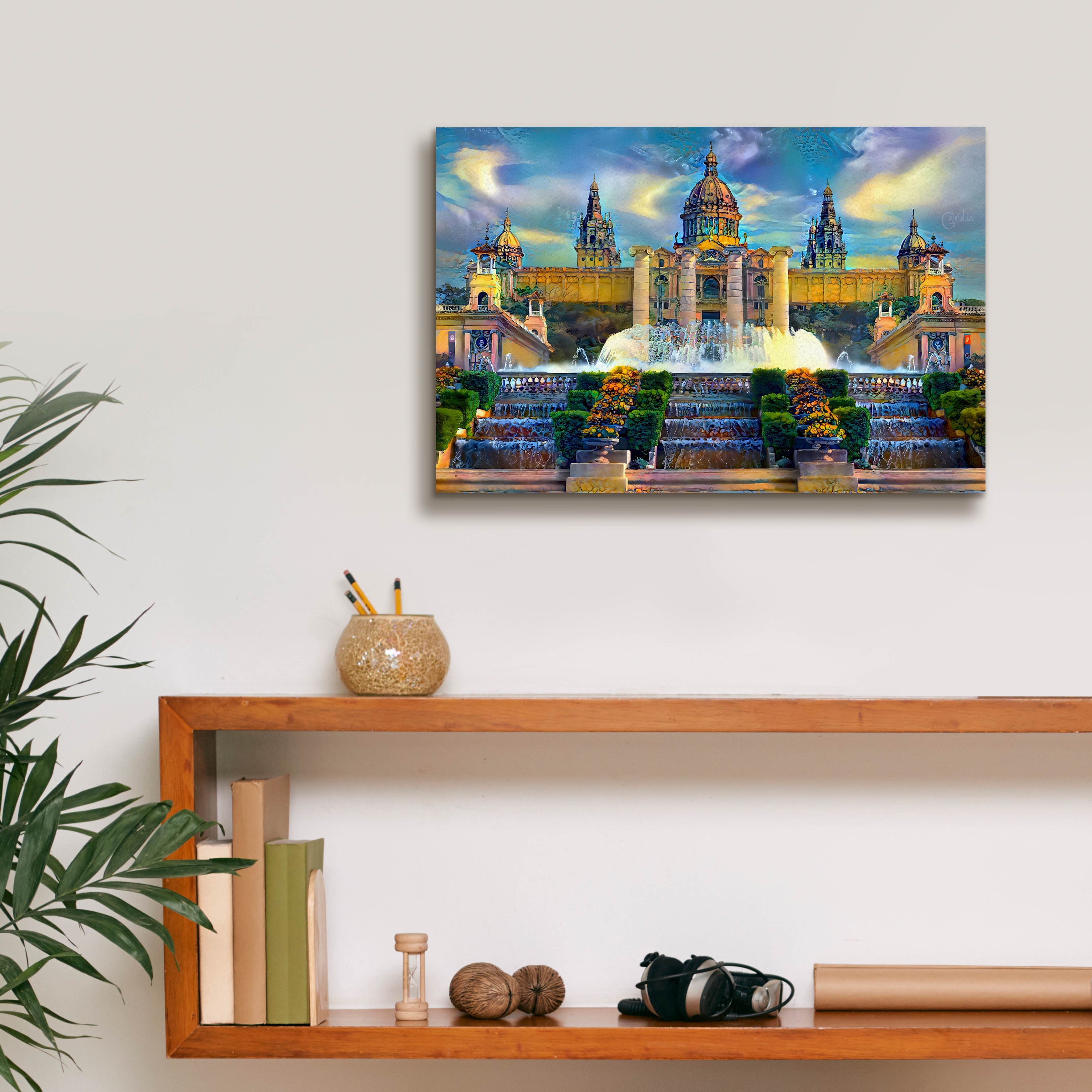 'Barcelona Spain Montjuic' by Pedro Gavidia, Canvas Wall Art,18 x 12