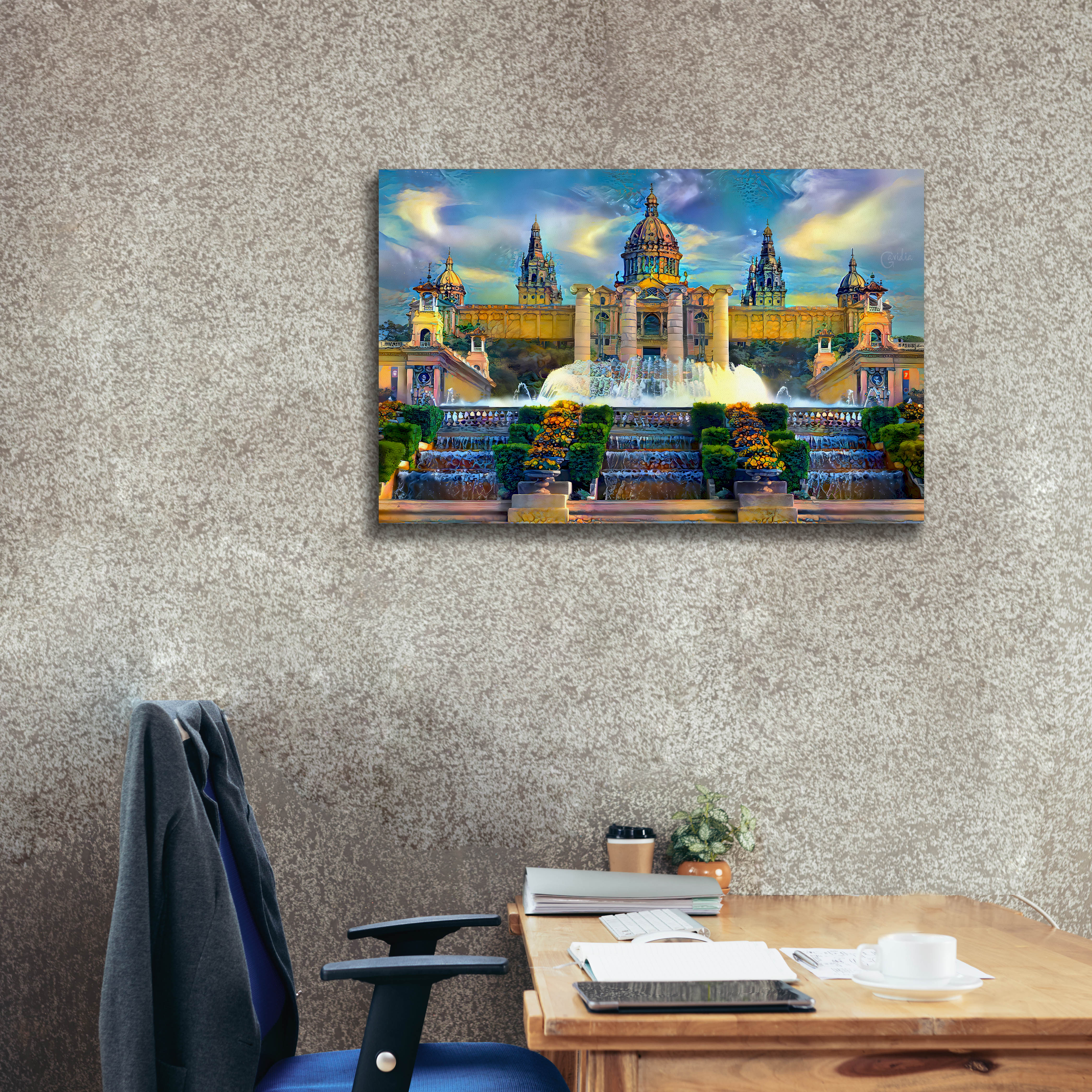 'Barcelona Spain Montjuic' by Pedro Gavidia, Canvas Wall Art,40 x 26
