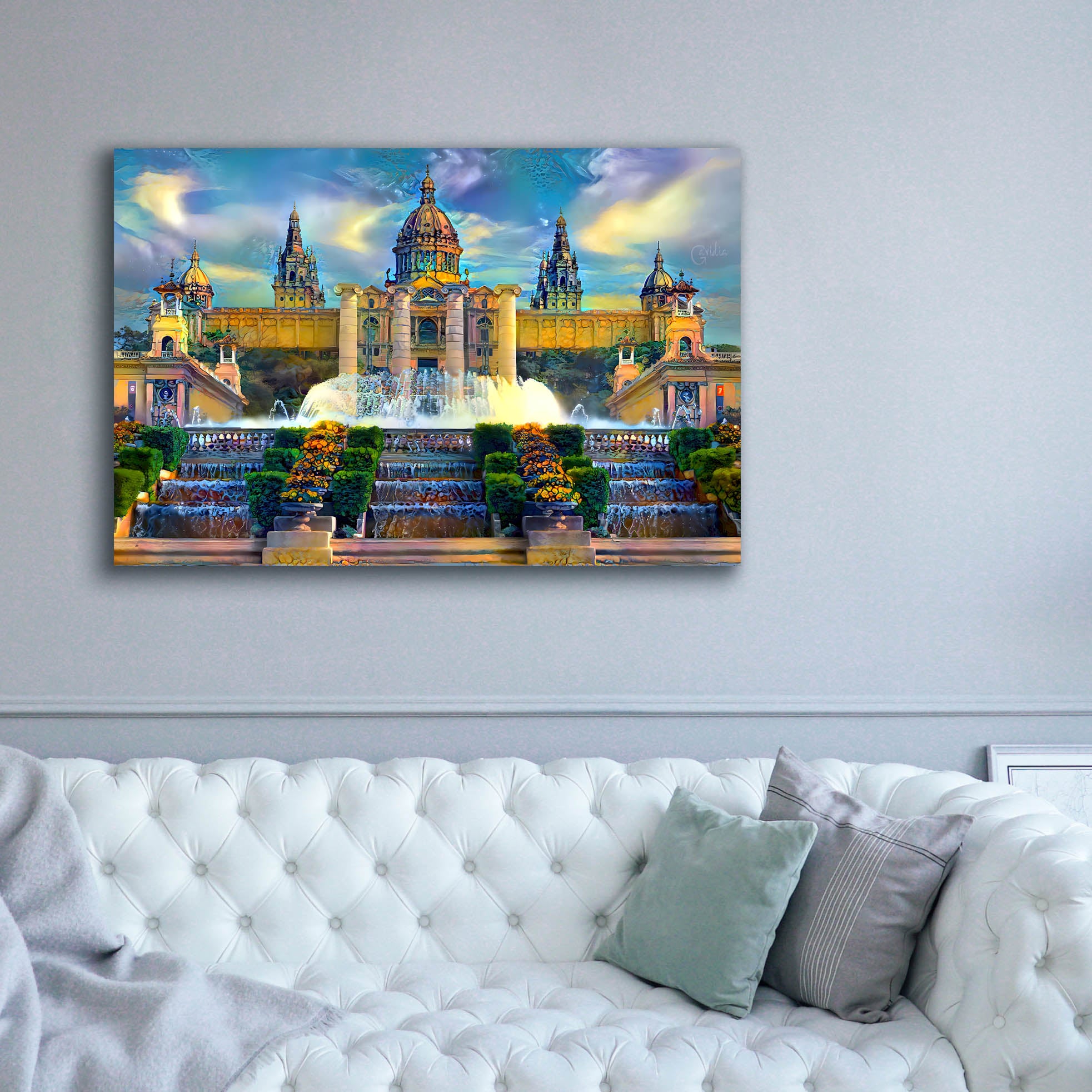 'Barcelona Spain Montjuic' by Pedro Gavidia, Canvas Wall Art,60 x 40