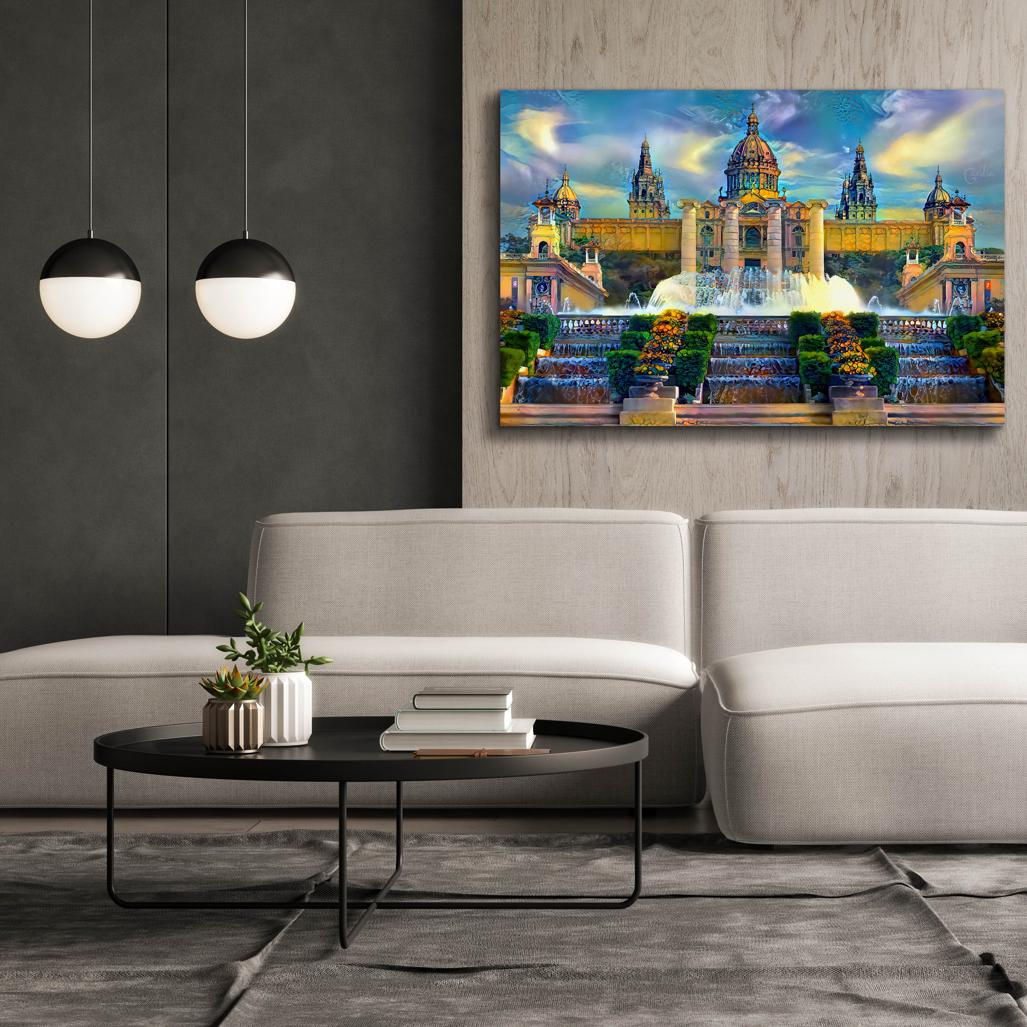 'Barcelona Spain Montjuic' by Pedro Gavidia, Canvas Wall Art,60 x 40