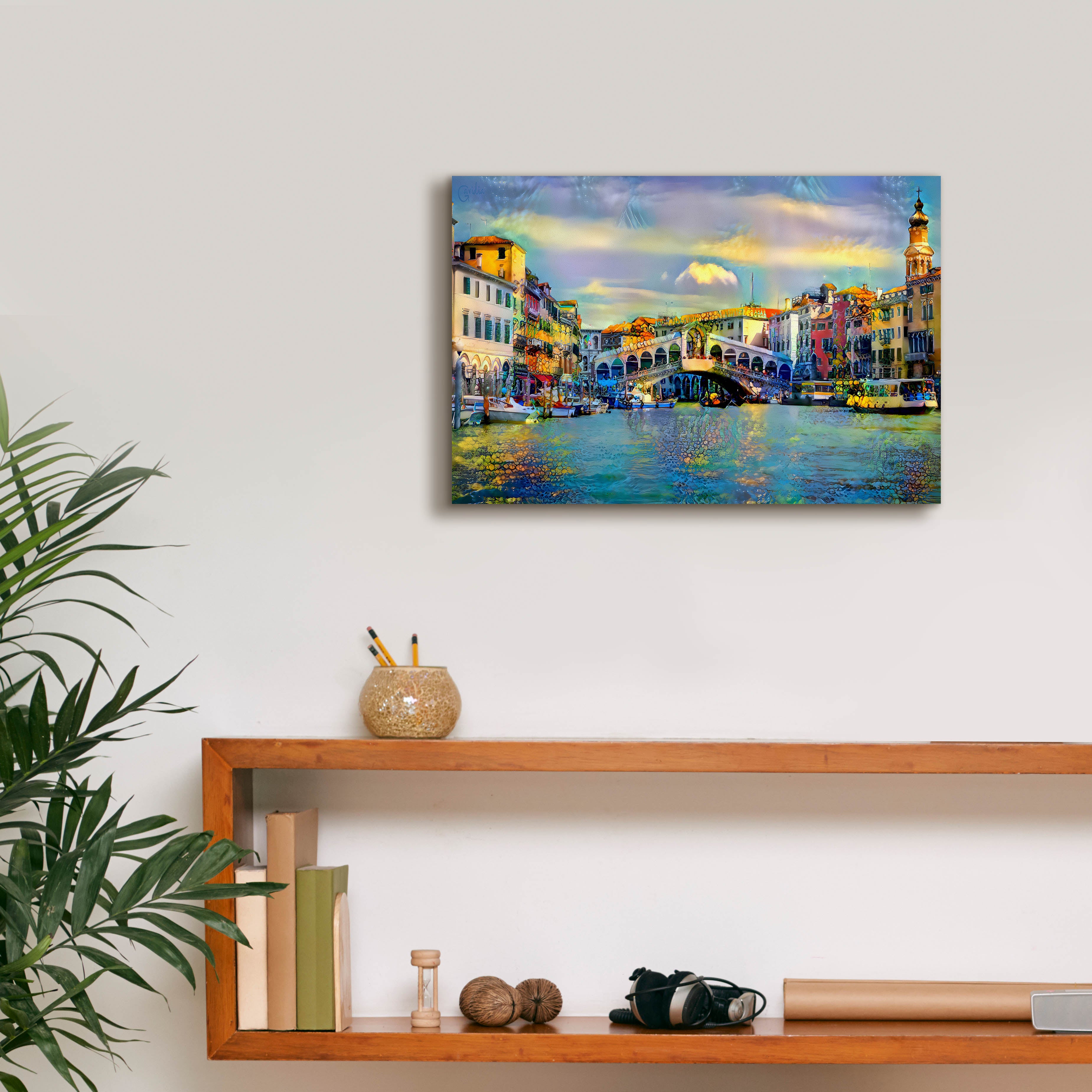 'Venice Italy Rialto Bridge' by Pedro Gavidia, Canvas Wall Art,18 x 12