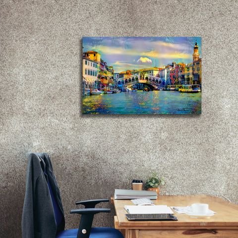 Image of 'Venice Italy Rialto Bridge' by Pedro Gavidia, Canvas Wall Art,40 x 26