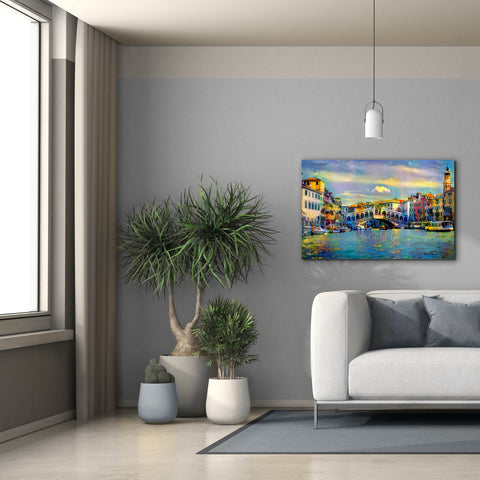 Image of 'Venice Italy Rialto Bridge' by Pedro Gavidia, Canvas Wall Art,40 x 26