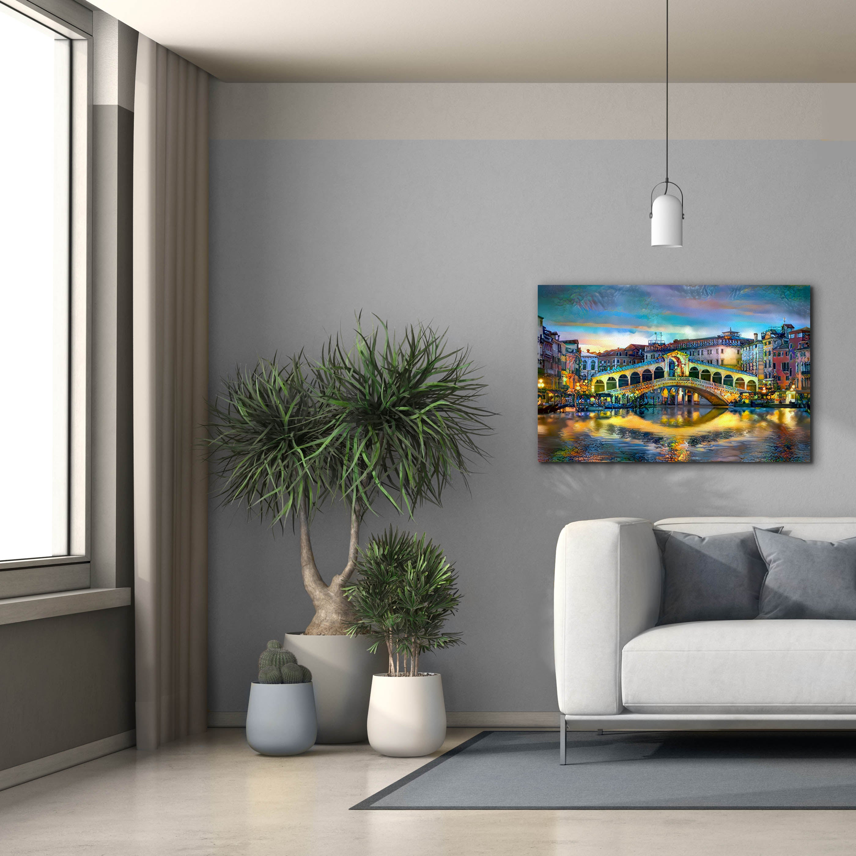 'Venice Italy Rialto Bridge at night' by Pedro Gavidia, Canvas Wall Art,40 x 26