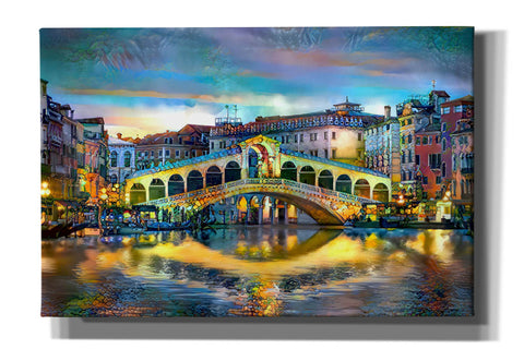 Image of 'Venice Italy Rialto Bridge at night' by Pedro Gavidia, Canvas Wall Art