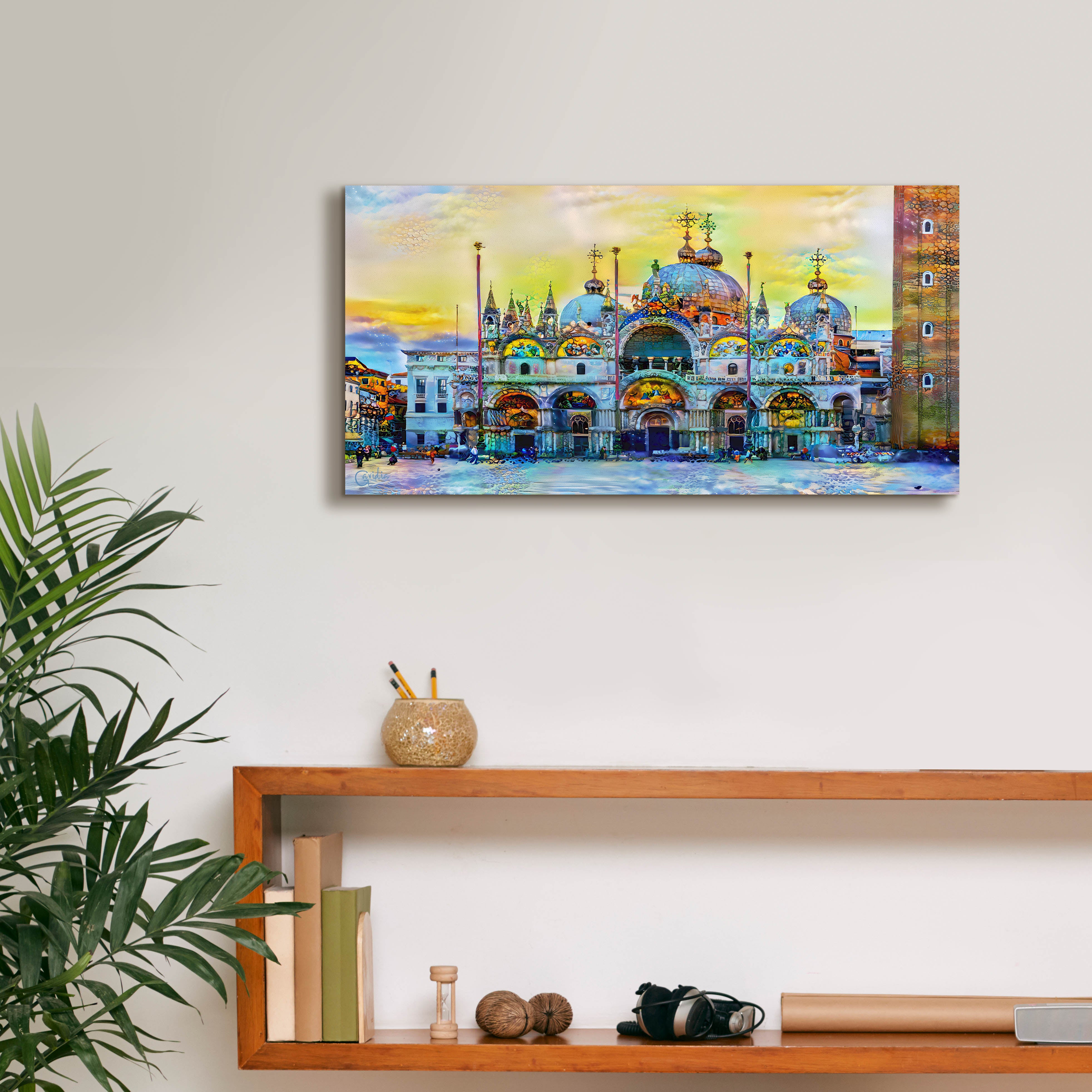 'Venice Italy Patriarchal Cathedral Basilica of Saint Mark at Sunset' by Pedro Gavidia, Canvas Wall Art,24 x 12