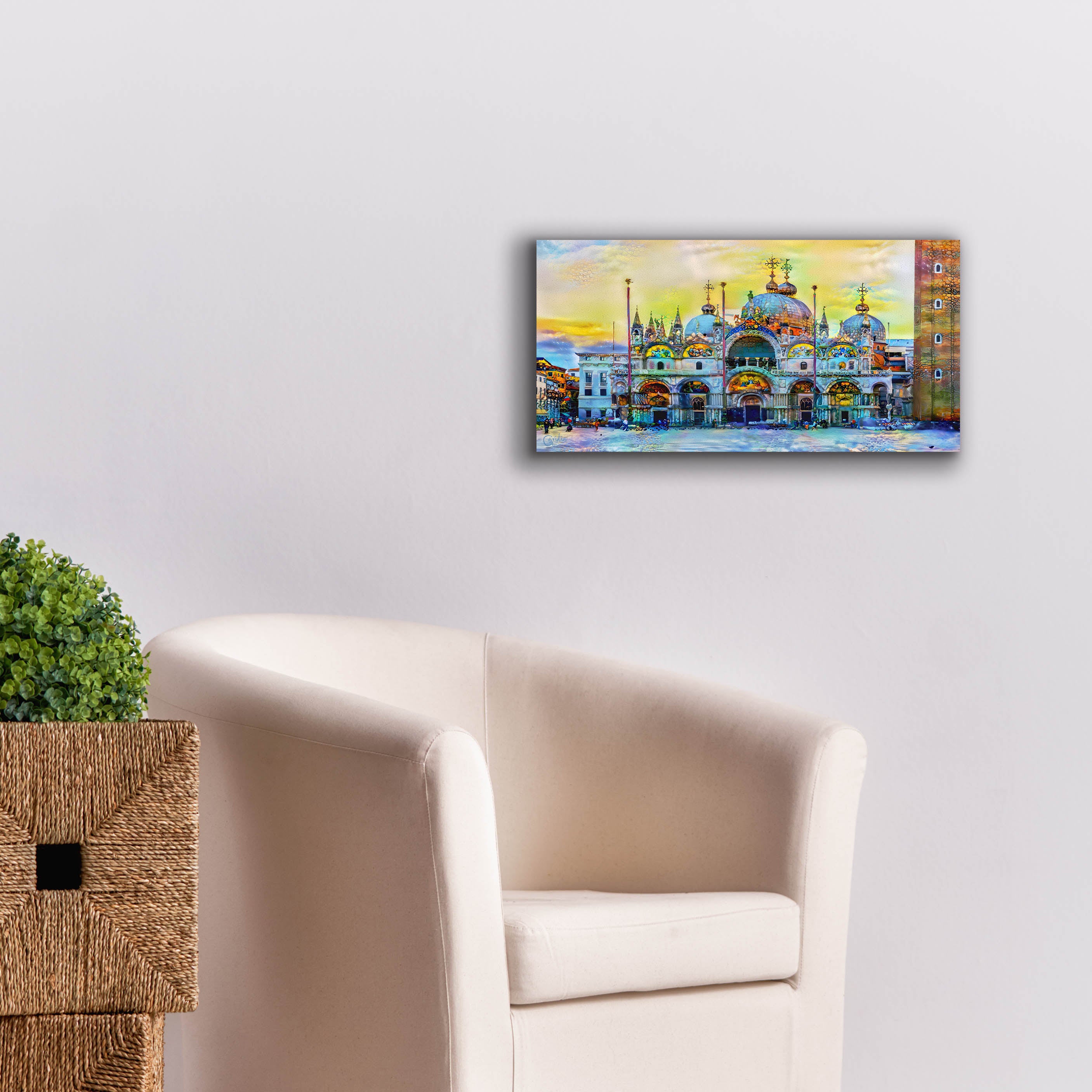 'Venice Italy Patriarchal Cathedral Basilica of Saint Mark at Sunset' by Pedro Gavidia, Canvas Wall Art,24 x 12