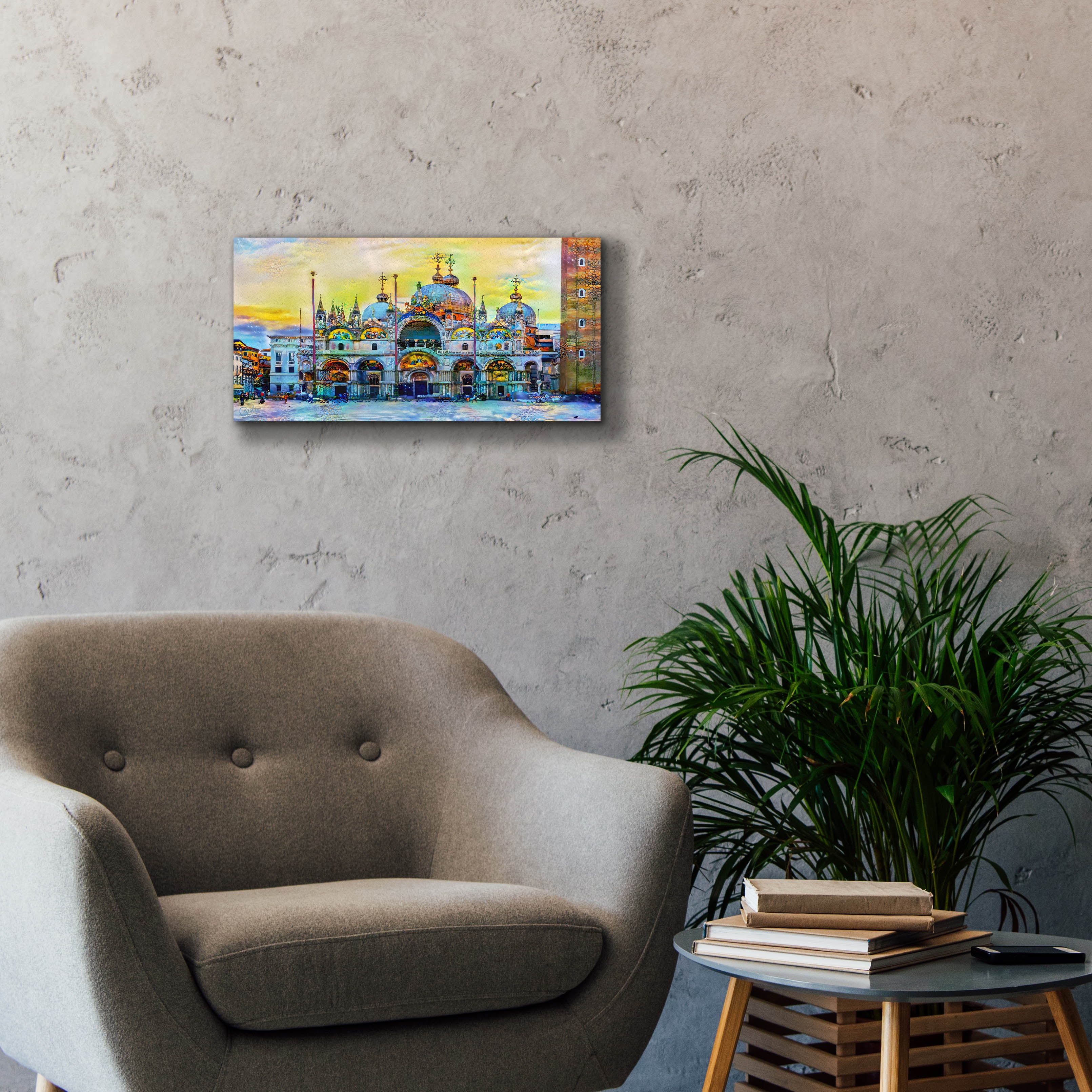 'Venice Italy Patriarchal Cathedral Basilica of Saint Mark at Sunset' by Pedro Gavidia, Canvas Wall Art,24 x 12