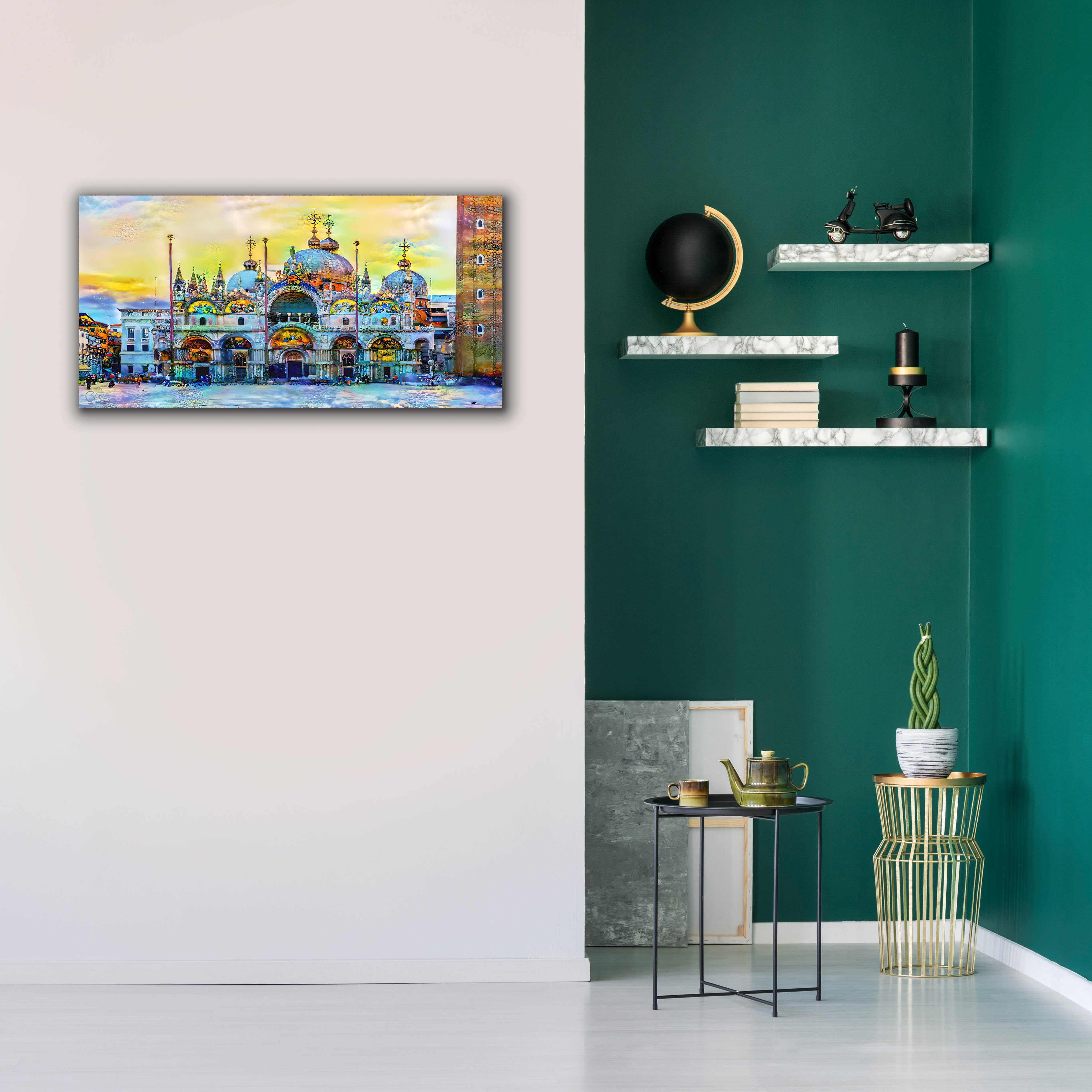 'Venice Italy Patriarchal Cathedral Basilica of Saint Mark at Sunset' by Pedro Gavidia, Canvas Wall Art,40 x 20