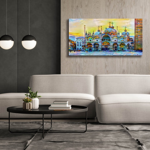 Image of 'Venice Italy Patriarchal Cathedral Basilica of Saint Mark at Sunset' by Pedro Gavidia, Canvas Wall Art,60 x 30