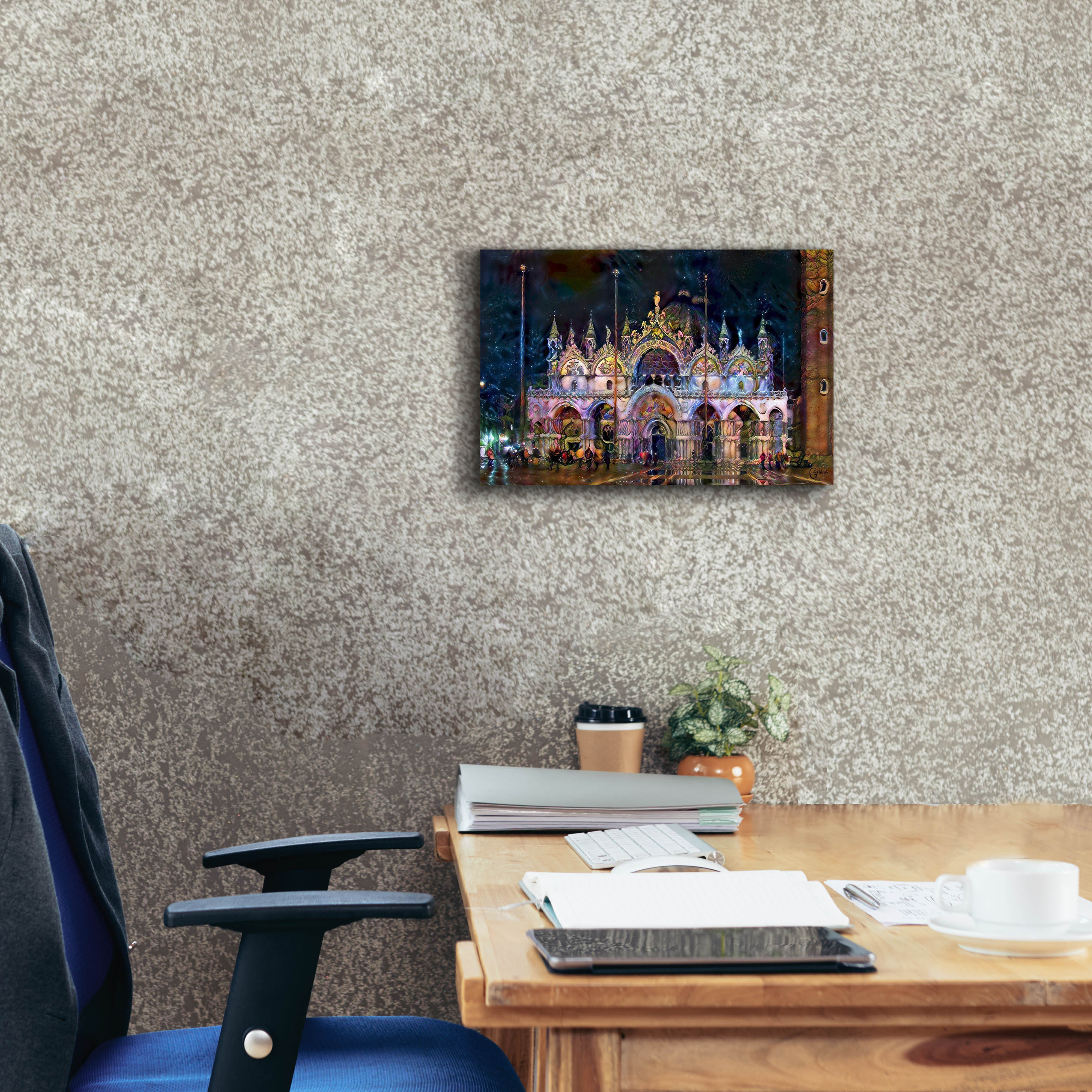 'Venice Italy Patriarchal Cathedral Basilica of Saint Mark at Night' by Pedro Gavidia, Canvas Wall Art,18 x 12