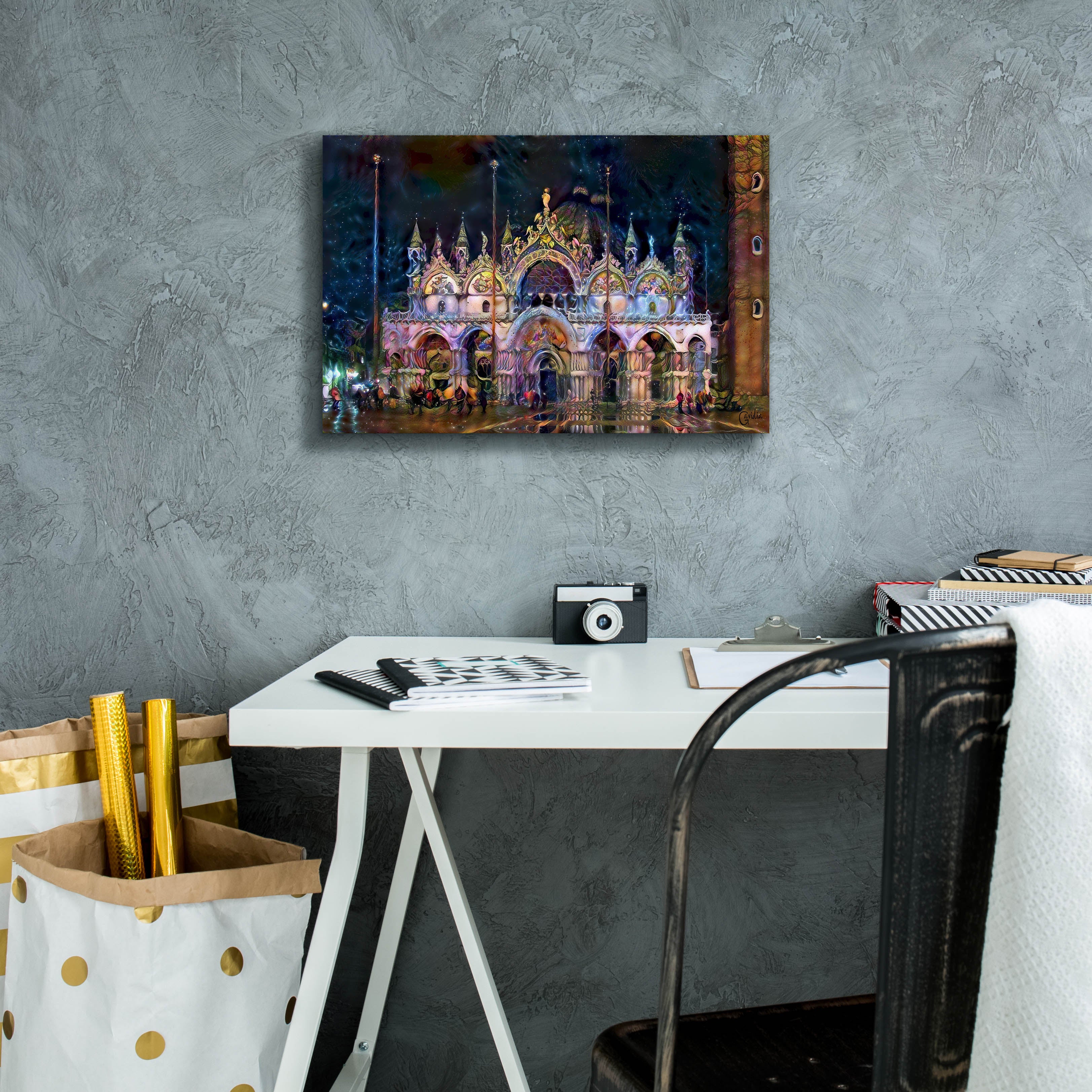 'Venice Italy Patriarchal Cathedral Basilica of Saint Mark at Night' by Pedro Gavidia, Canvas Wall Art,18 x 12