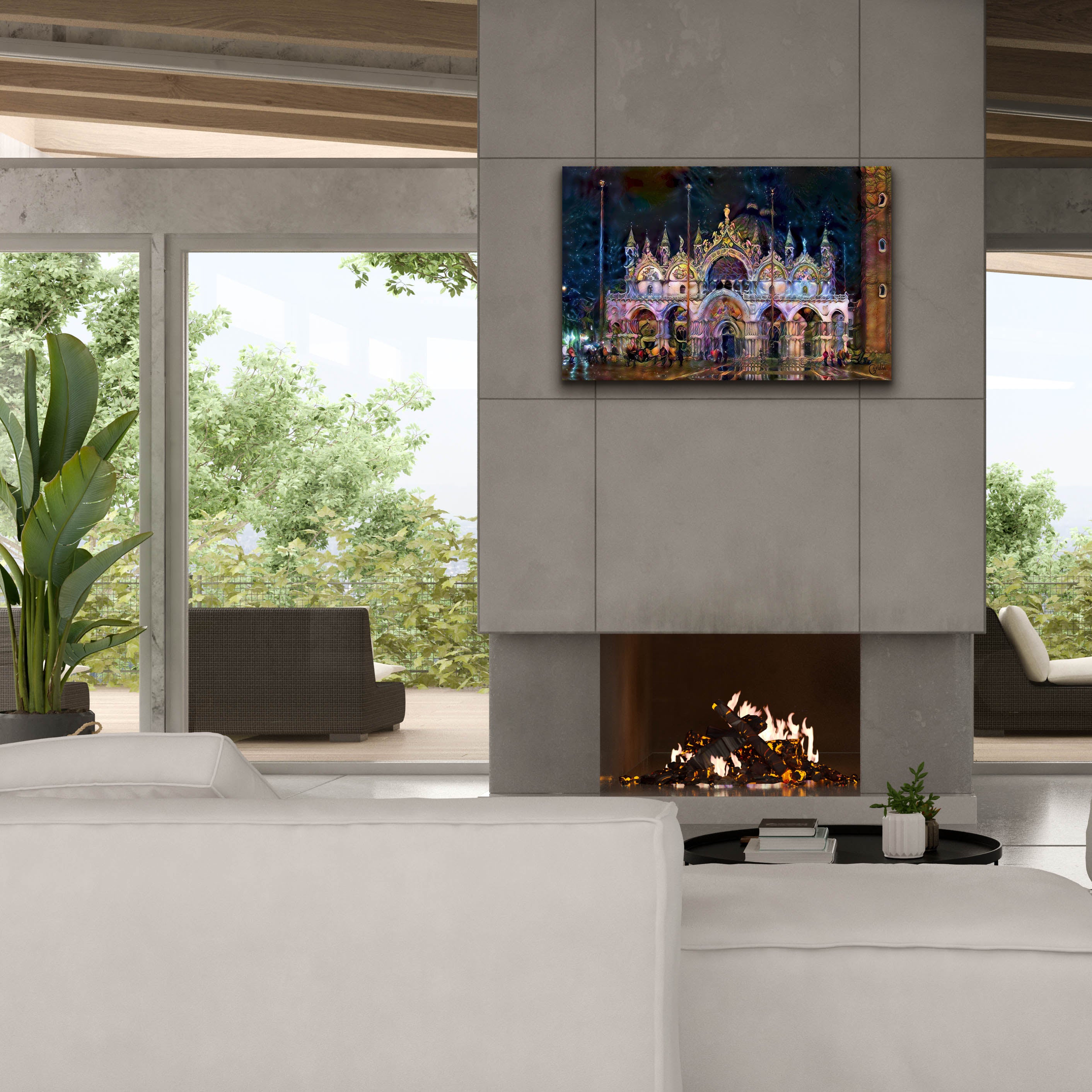 'Venice Italy Patriarchal Cathedral Basilica of Saint Mark at Night' by Pedro Gavidia, Canvas Wall Art,40 x 26