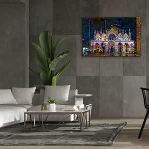 'Venice Italy Patriarchal Cathedral Basilica of Saint Mark at Night' by Pedro Gavidia, Canvas Wall Art,60 x 40