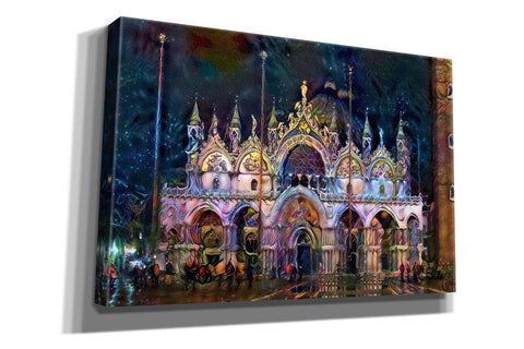 Image of 'Venice Italy Patriarchal Cathedral Basilica of Saint Mark at Night' by Pedro Gavidia, Canvas Wall Art