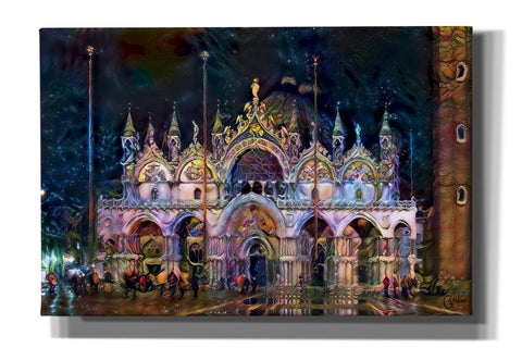 Image of 'Venice Italy Patriarchal Cathedral Basilica of Saint Mark at Night' by Pedro Gavidia, Canvas Wall Art