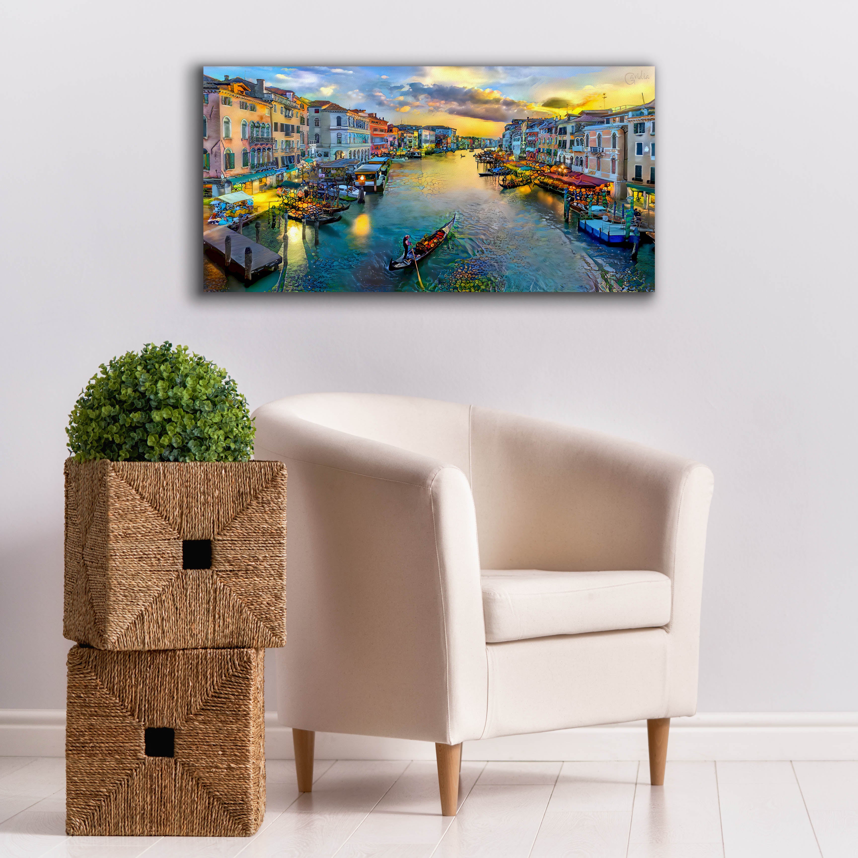 'Venice Italy Grand Canal' by Pedro Gavidia, Canvas Wall Art,40 x 20