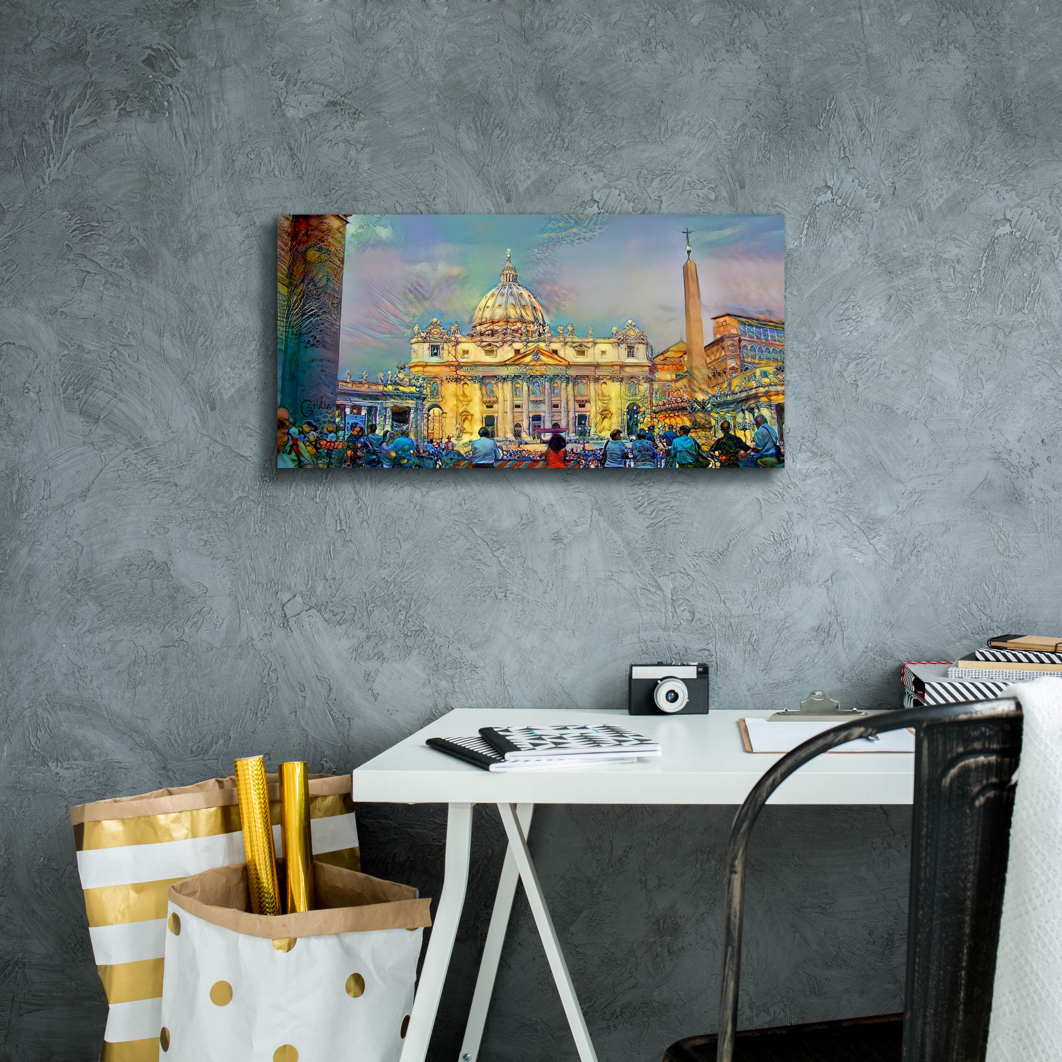 'Vatican City Saint Peter Basilica' by Pedro Gavidia, Canvas Wall Art,24 x 12