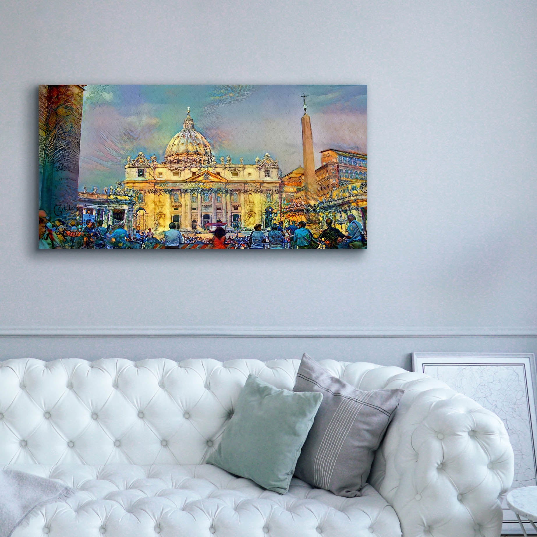 'Vatican City Saint Peter Basilica' by Pedro Gavidia, Canvas Wall Art,60 x 30