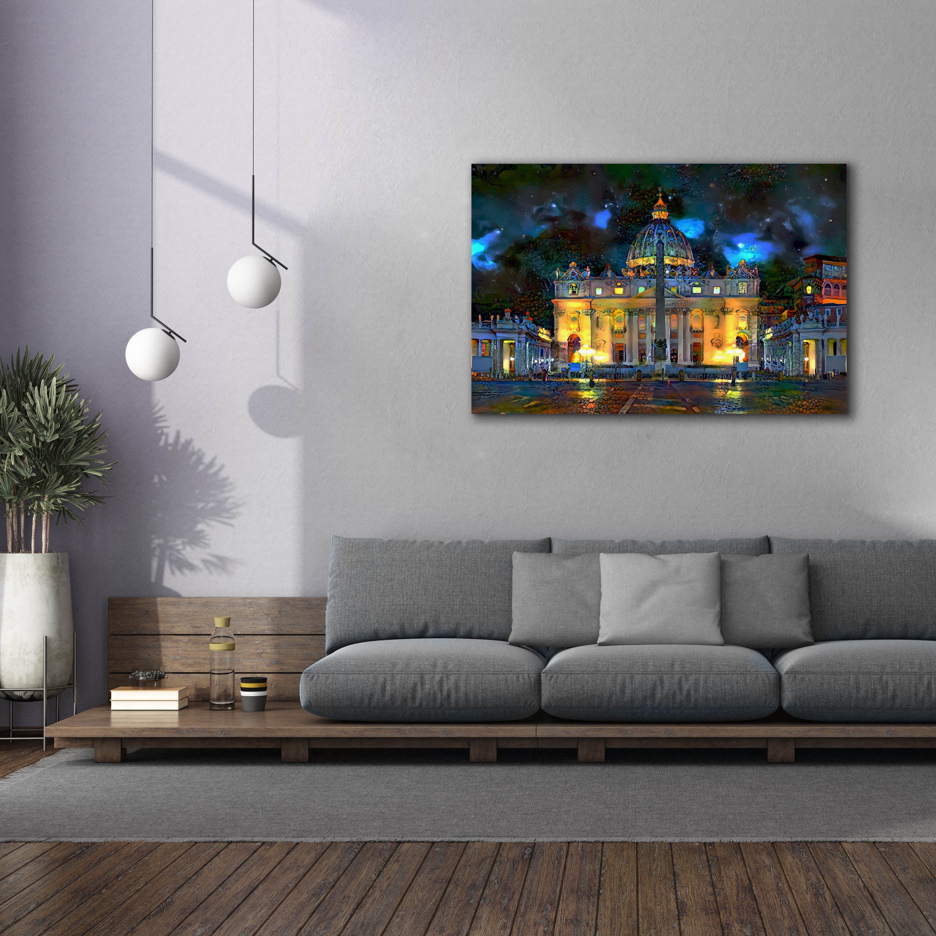 'Vatican City Saint Peter Basilica at night' by Pedro Gavidia, Canvas Wall Art,60 x 40