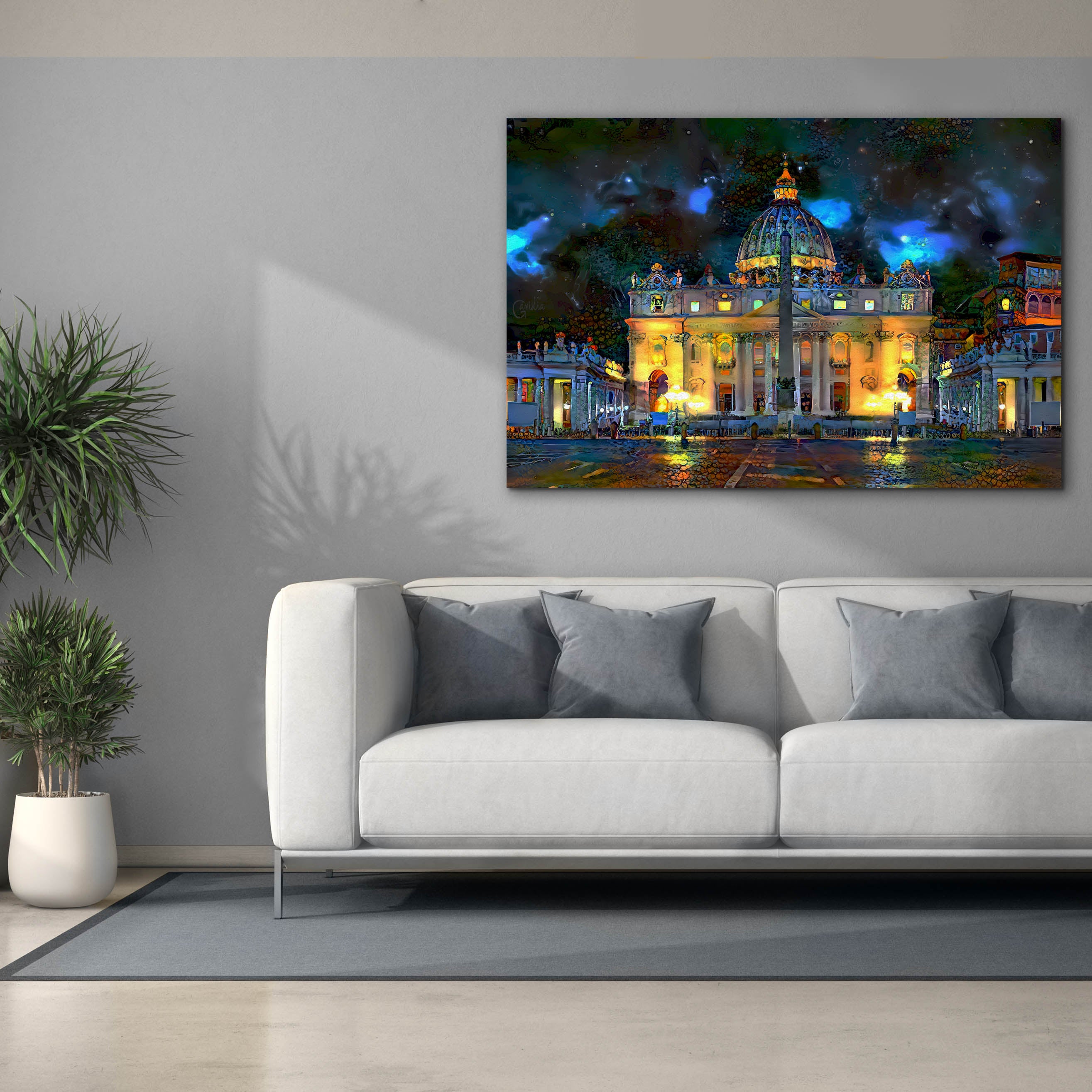 'Vatican City Saint Peter Basilica at night' by Pedro Gavidia, Canvas Wall Art,60 x 40