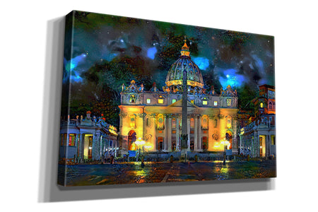 'Vatican City Saint Peter Basilica at night' by Pedro Gavidia, Canvas Wall Art