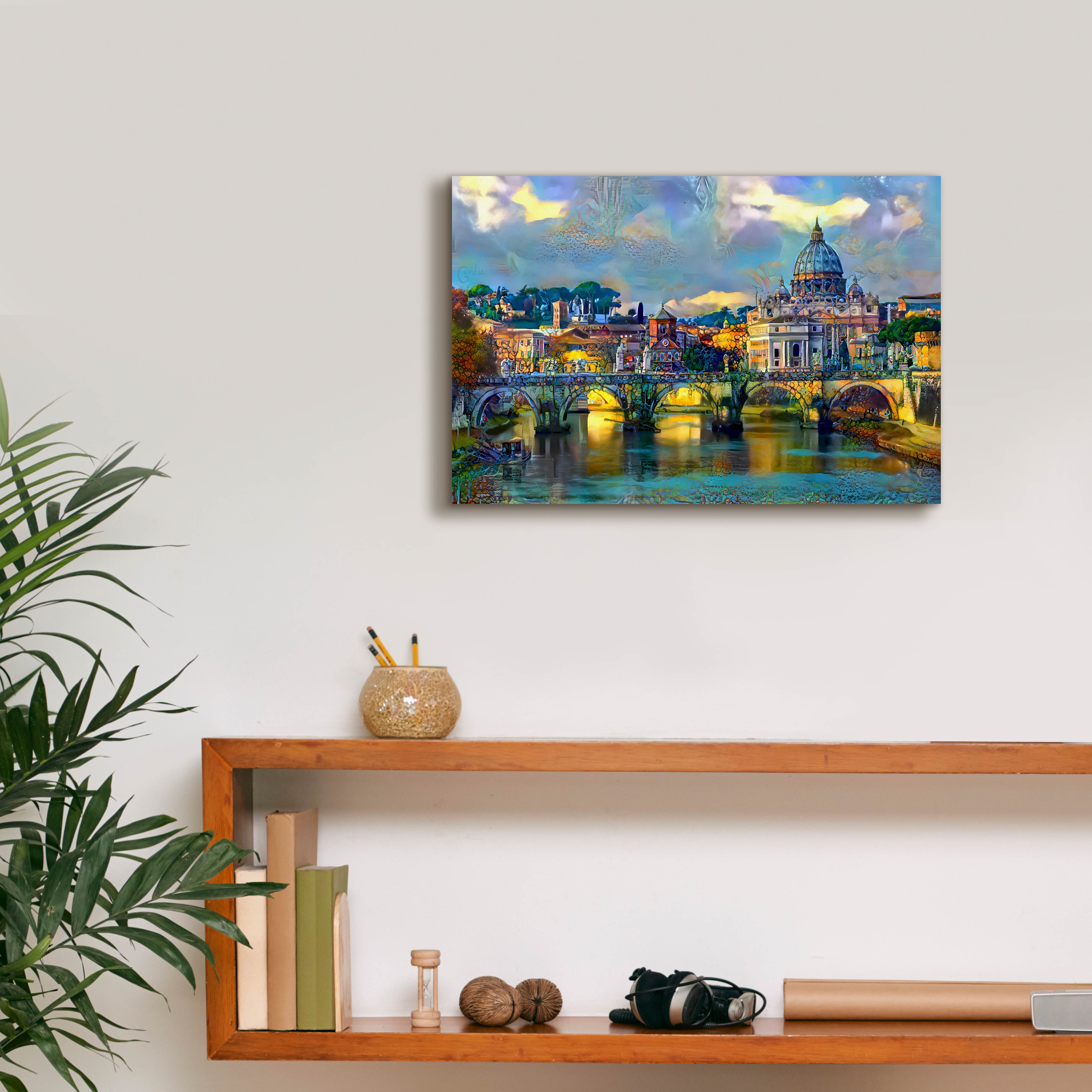 'Vatican City Saint Peter Basilica and bridge by day' by Pedro Gavidia, Canvas Wall Art,18 x 12
