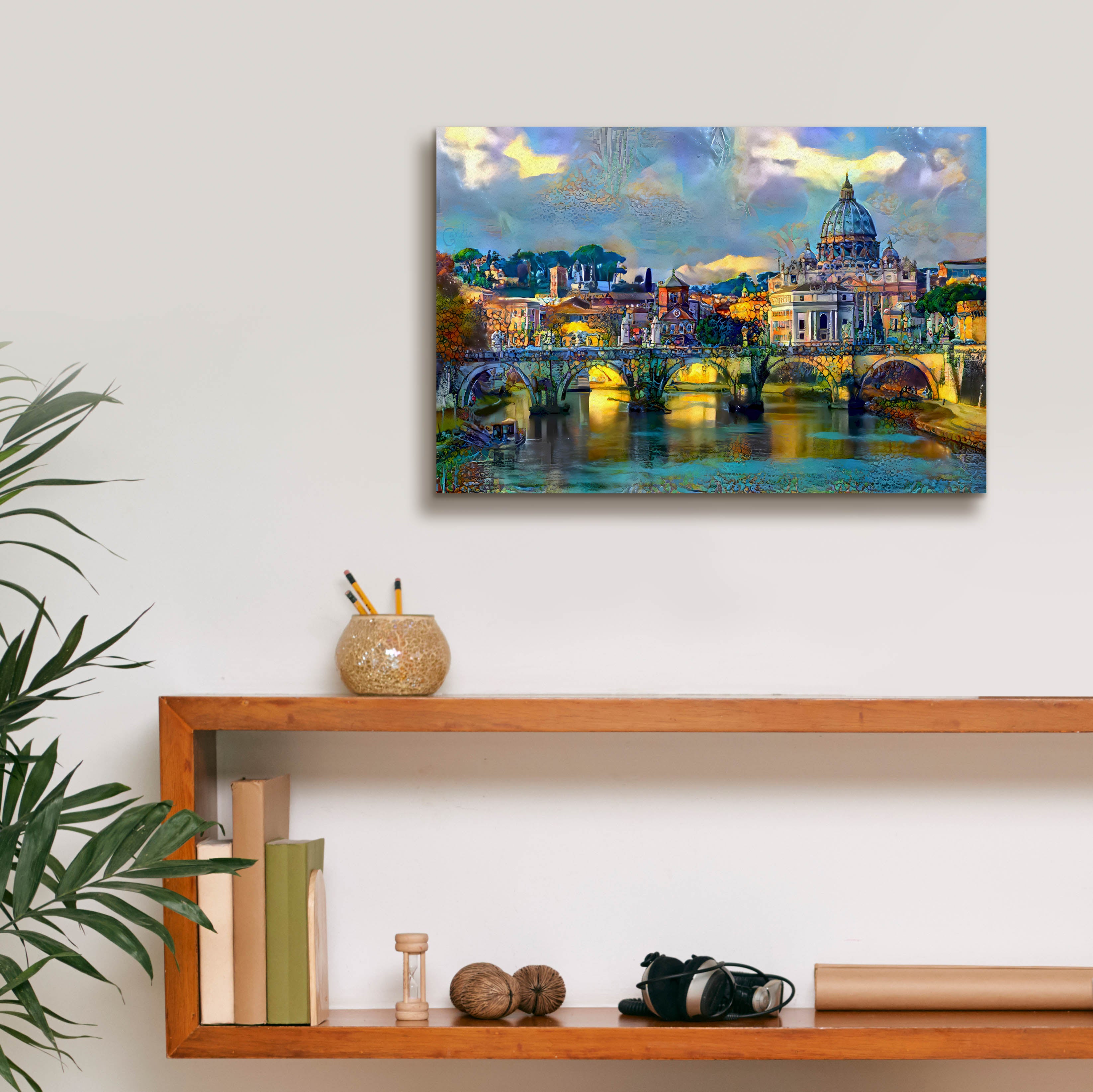 'Vatican City Saint Peter Basilica and bridge by day' by Pedro Gavidia, Canvas Wall Art,18 x 12