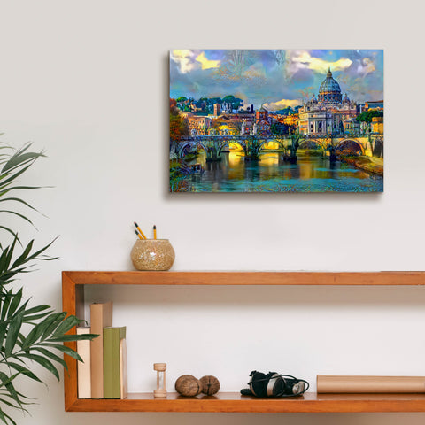 Image of 'Vatican City Saint Peter Basilica and bridge by day' by Pedro Gavidia, Canvas Wall Art,18 x 12